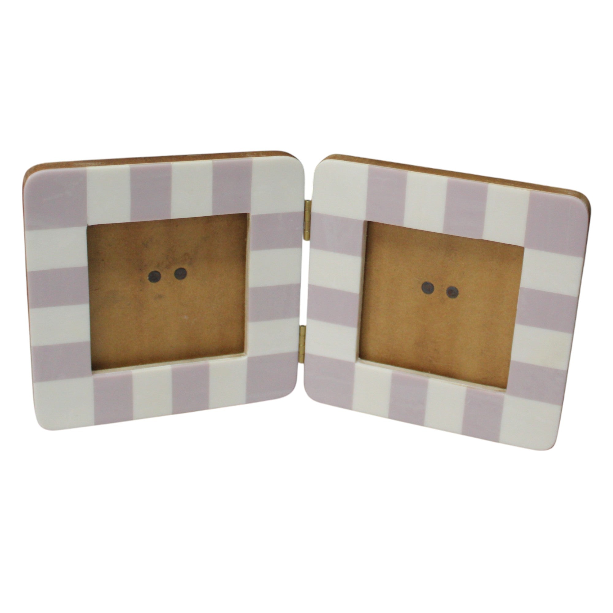 Chic Lavender & White Striped Double Hinged Picture Frame
