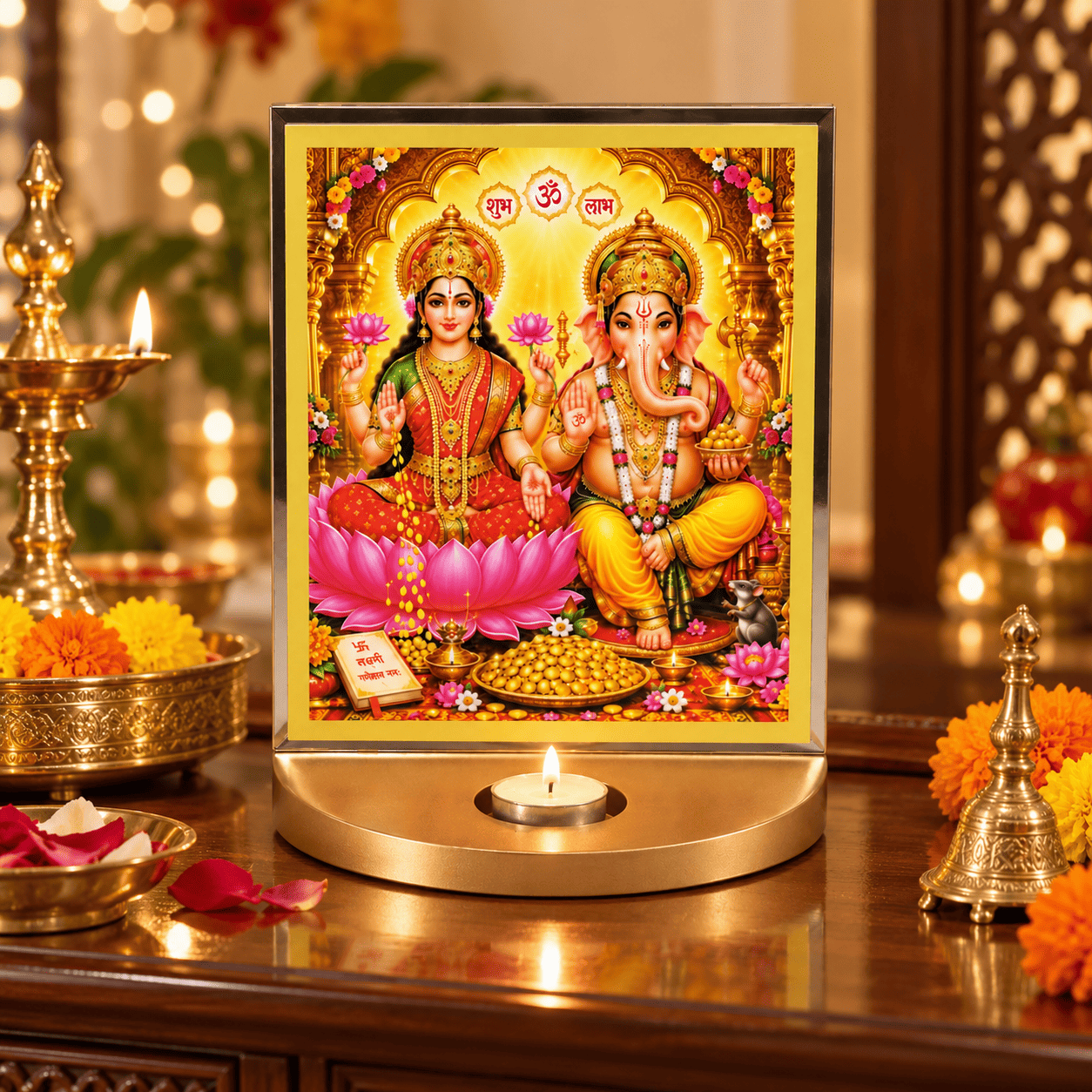 Laxmi Ganesh Tabletop Frame with Tealight Holder