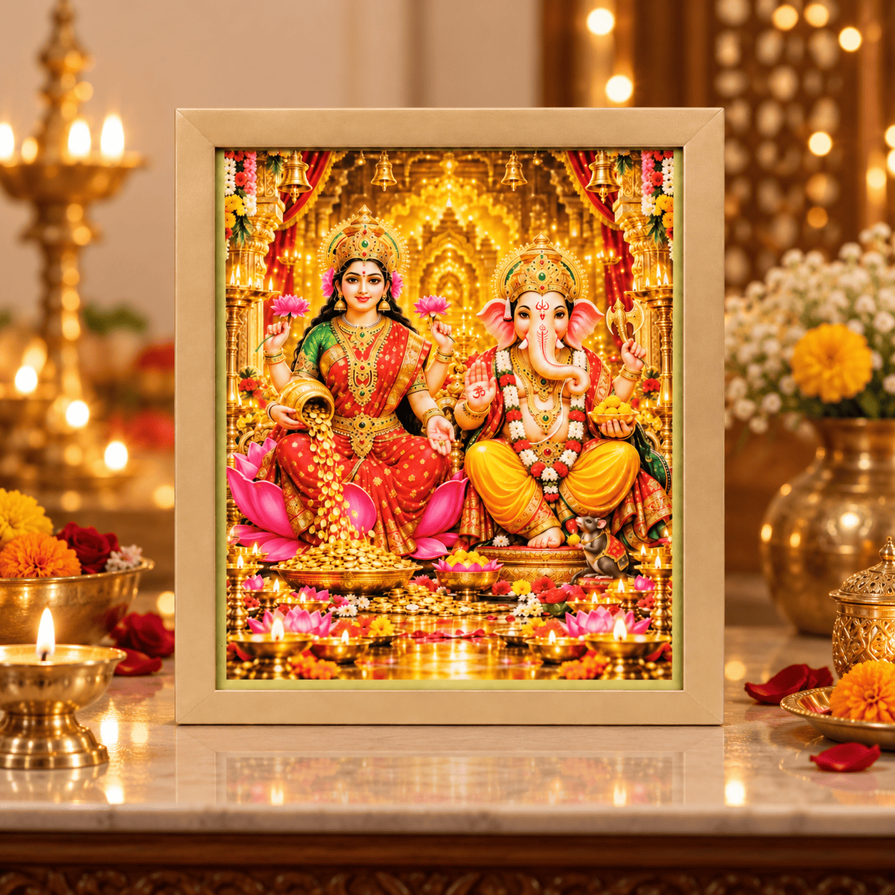 Laxmi Ganesha Photo Frame for Diwali Pooja