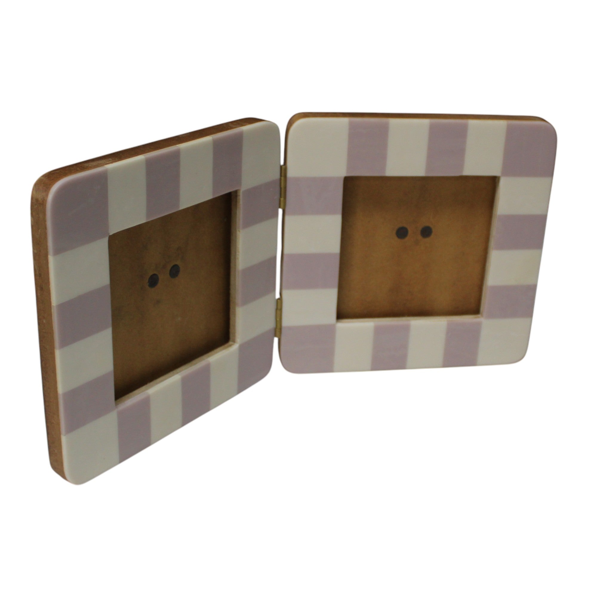 Chic Lavender & White Striped Double Hinged Picture Frame