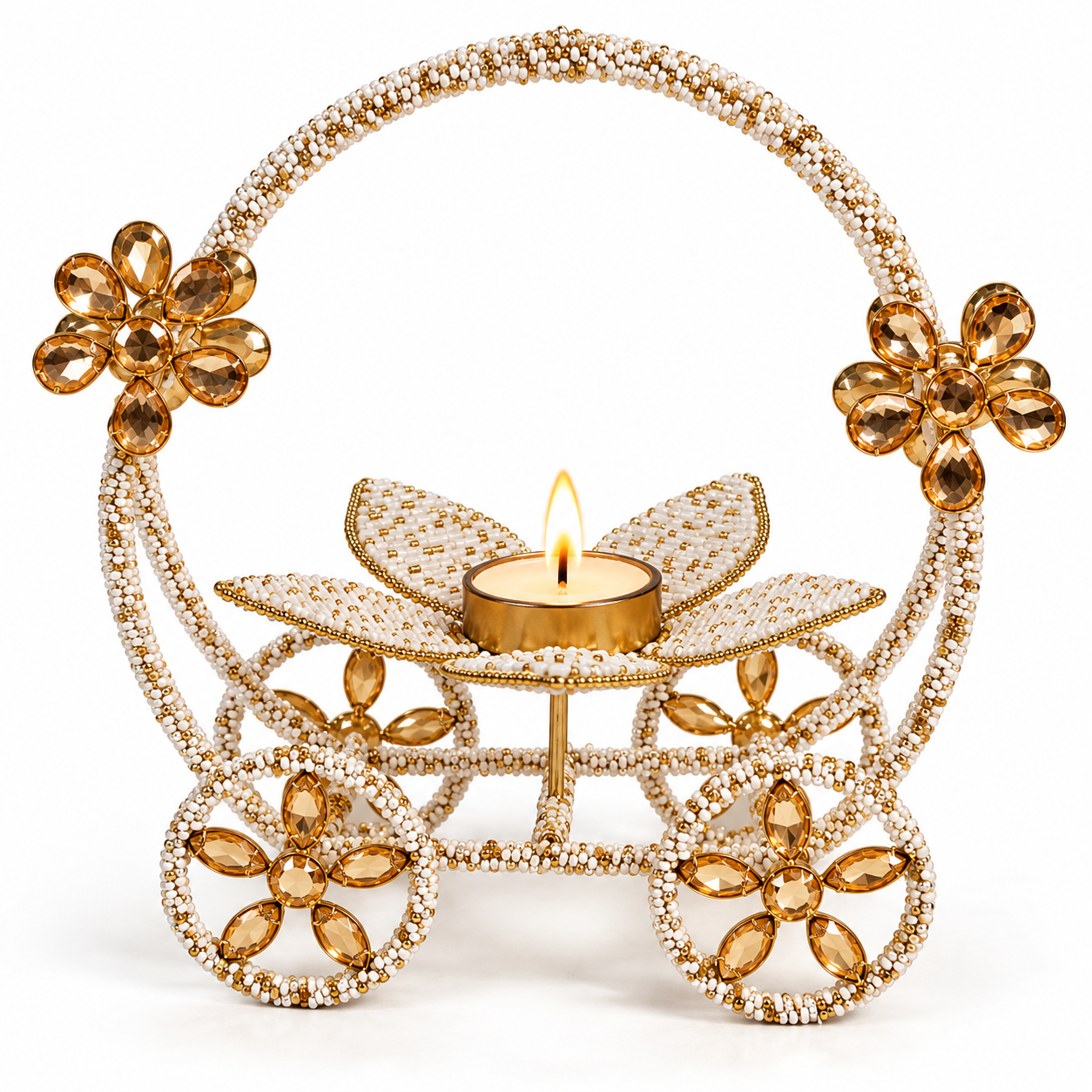 Beaded Lotus Tealight Carriage