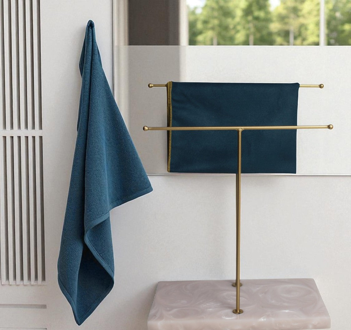 Designer Dual Step Towel Stand With Beige Resin Base