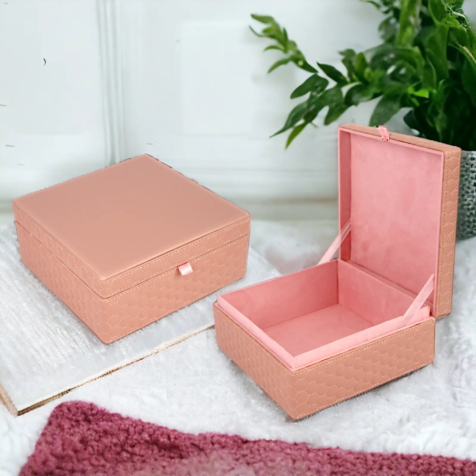  Glass & Leatherette Storage Box 