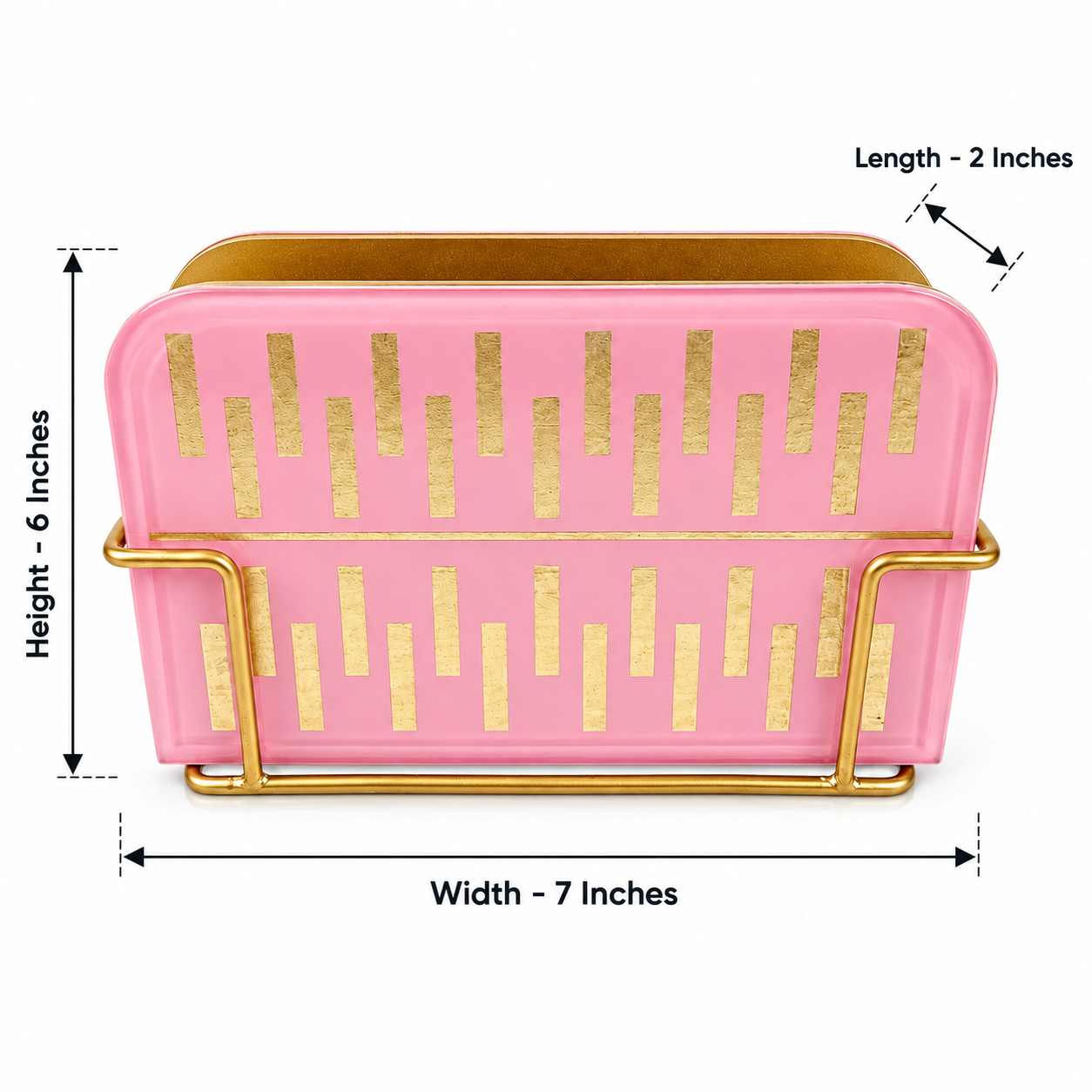 Elegant Pink & Gold Metal Tissue Holder