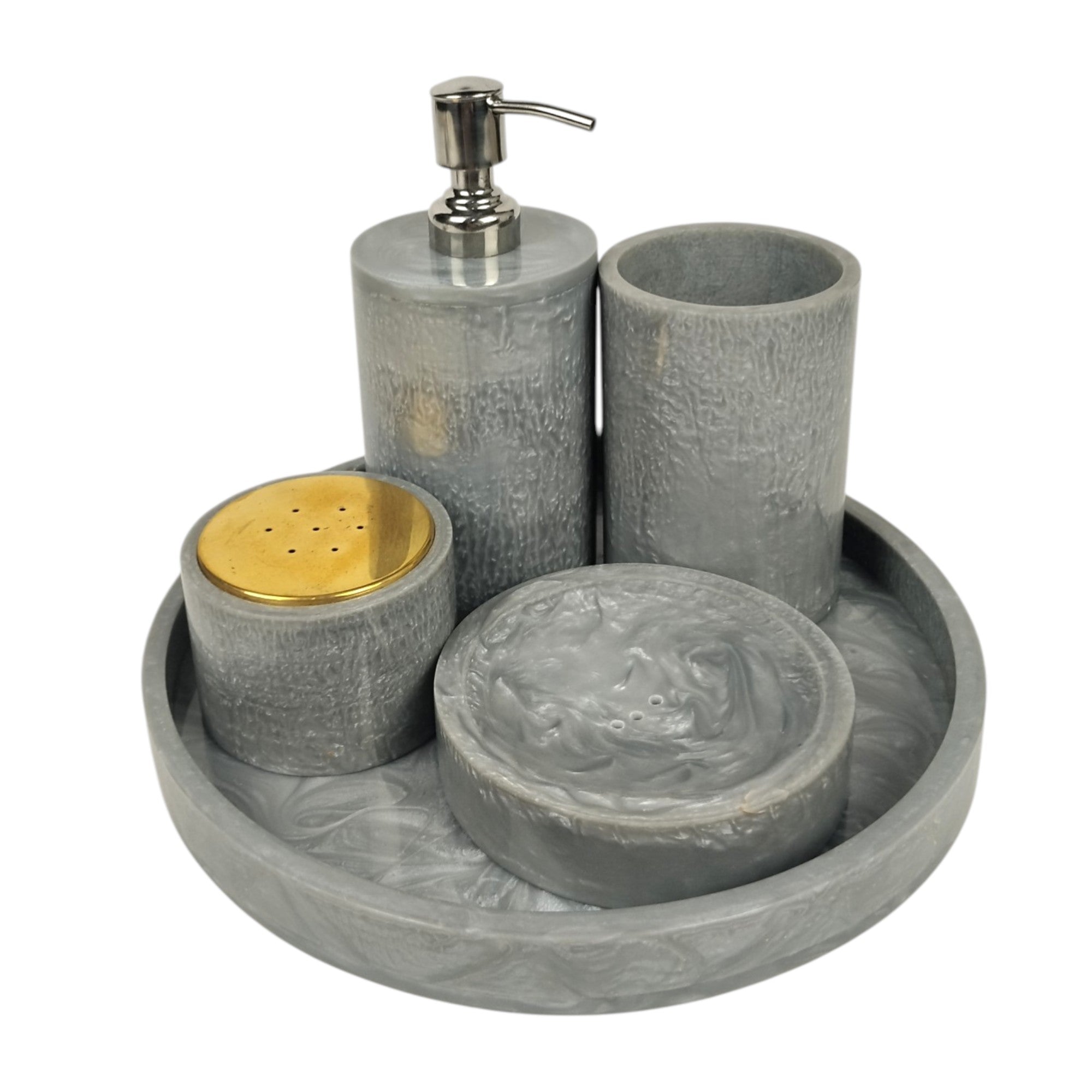 Premium Bathroom Accessory Set of 5 Pieces (Grey Color)