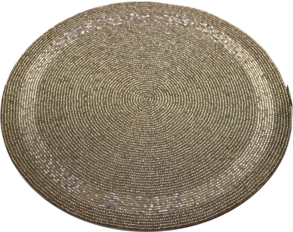 Silver Beaded Placemats for  Dining Set of Two