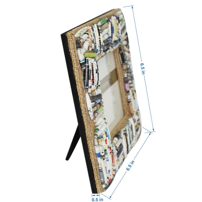 Multicolour Magazine & Recycled Papers Rolls Photo / Picture Frame (Picture Size: 4 x 4 Inches)-TH-012