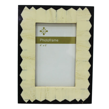 Ivory & Black Border Portrait Photo / Picture Frame made of MDF and Plastic Resin (Picture Size: 4 x 6 Inches)-TH-017