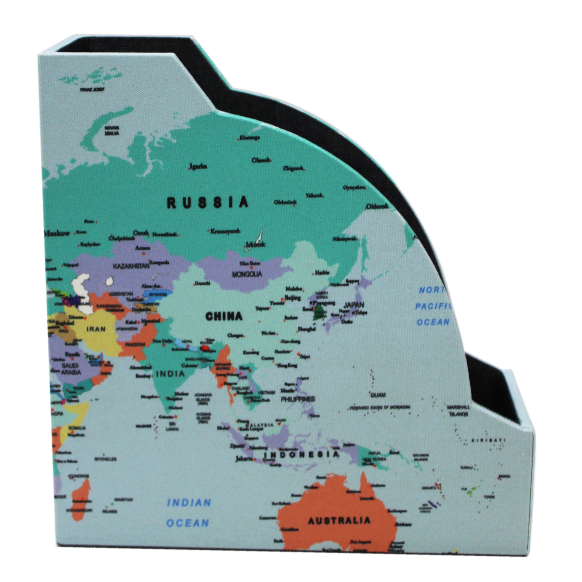 World Map Design Magazine Holder & Stationery Organizer (Set of 2)