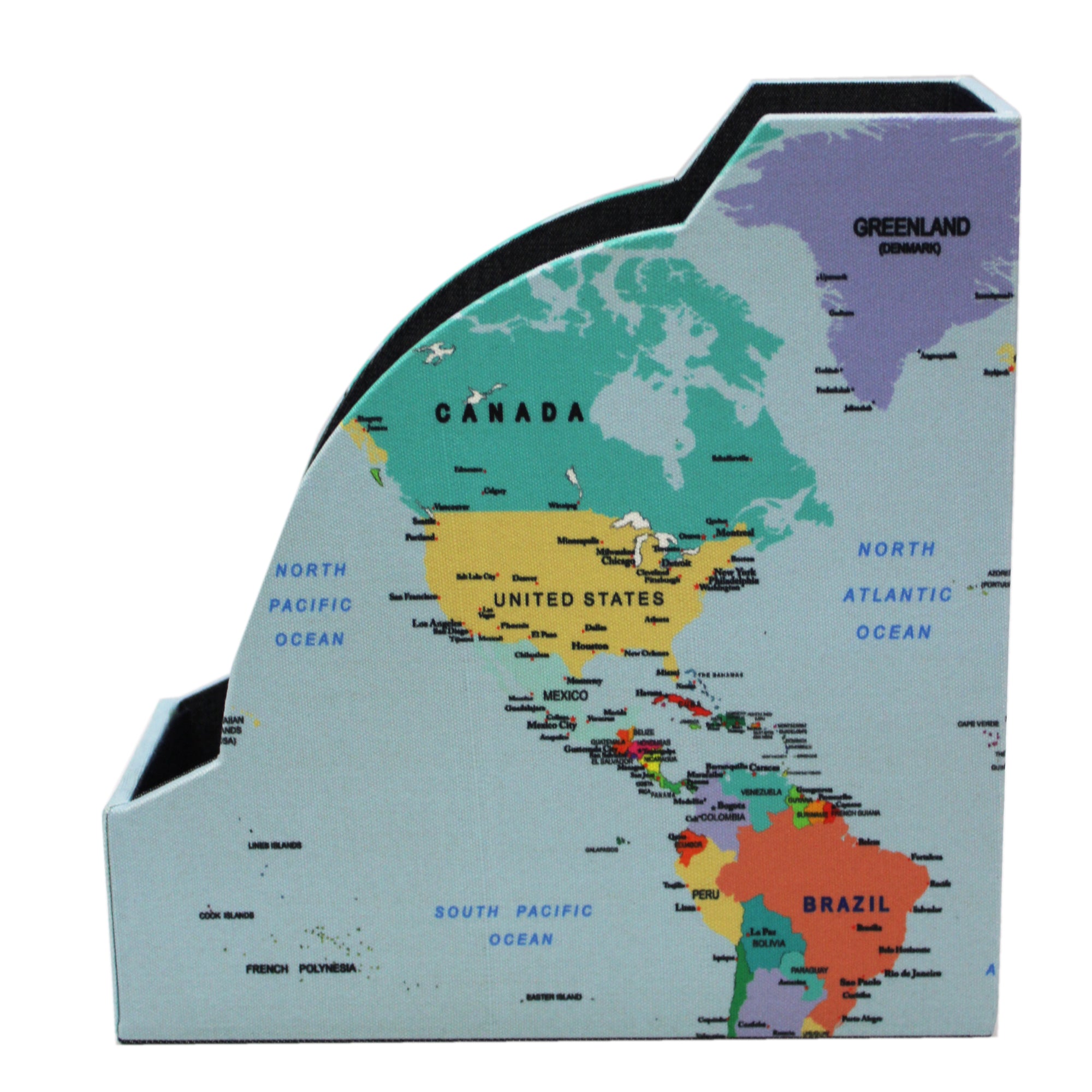 World Map Design Magazine Holder & Stationery Organizer (Set of 2)