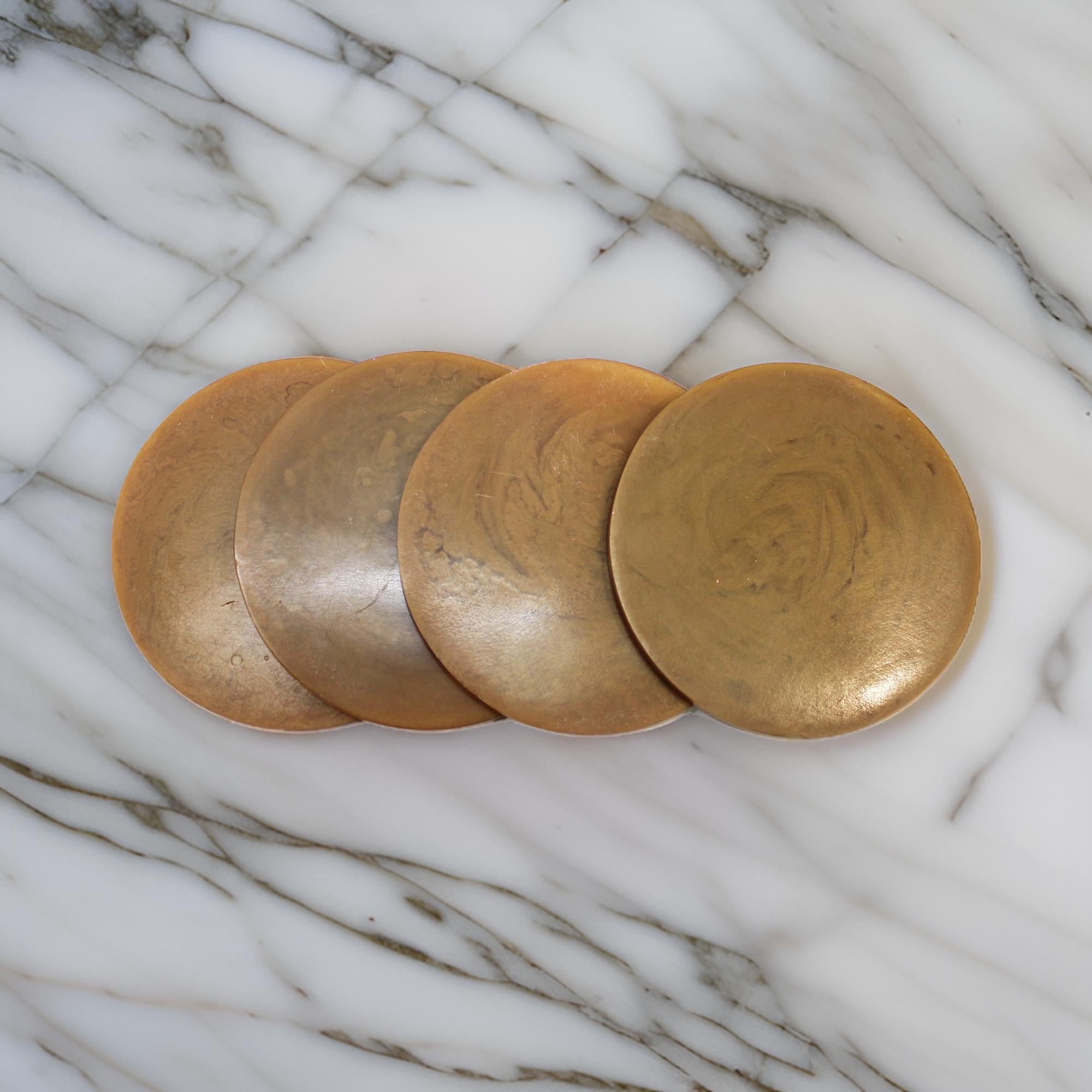 Brown Resin Coasters for Dining Table Set of Four