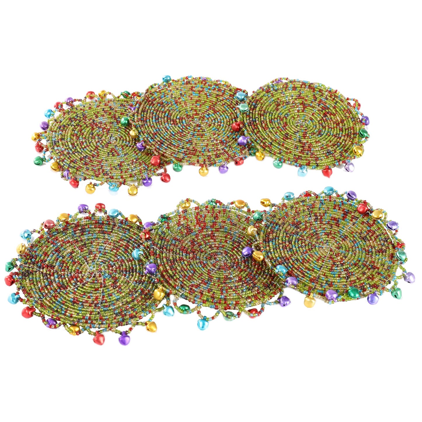 Multicolour Jingle Bells Coasters for Dining Table(Set of 4)