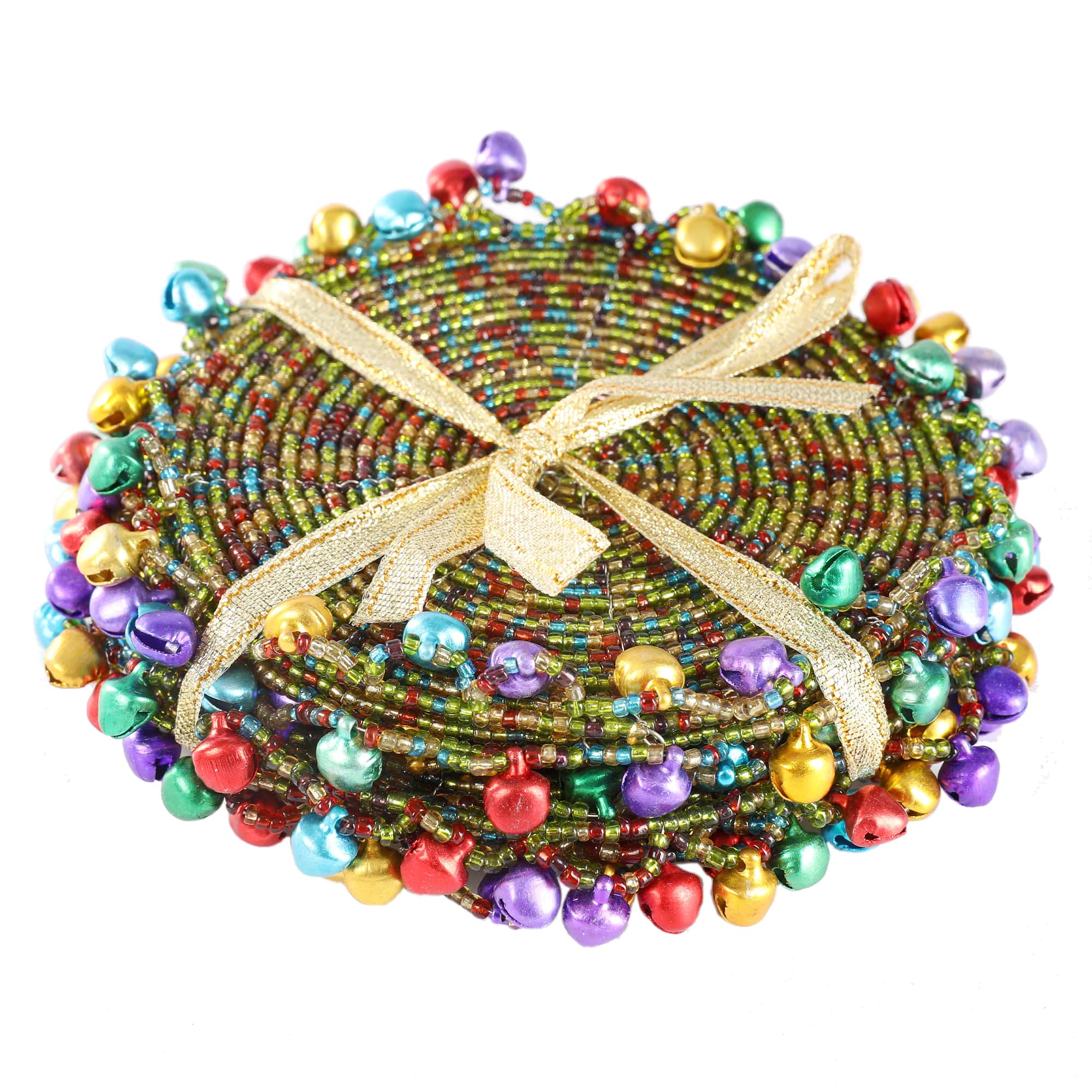 Multicolor Jingle Bells Coaster Set of Four