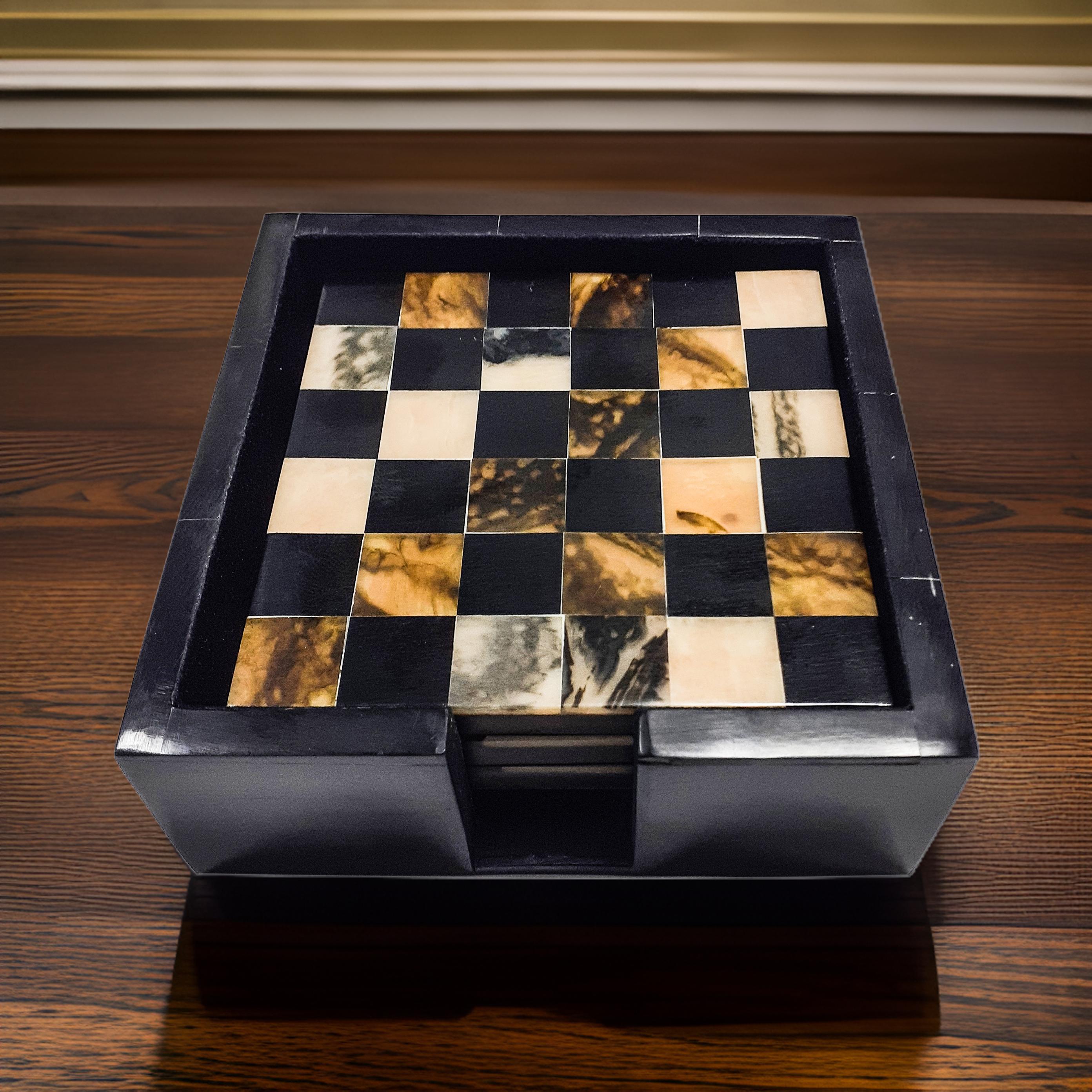 Geometrical Design Resin Coaster Set of Four with Caddy Tray