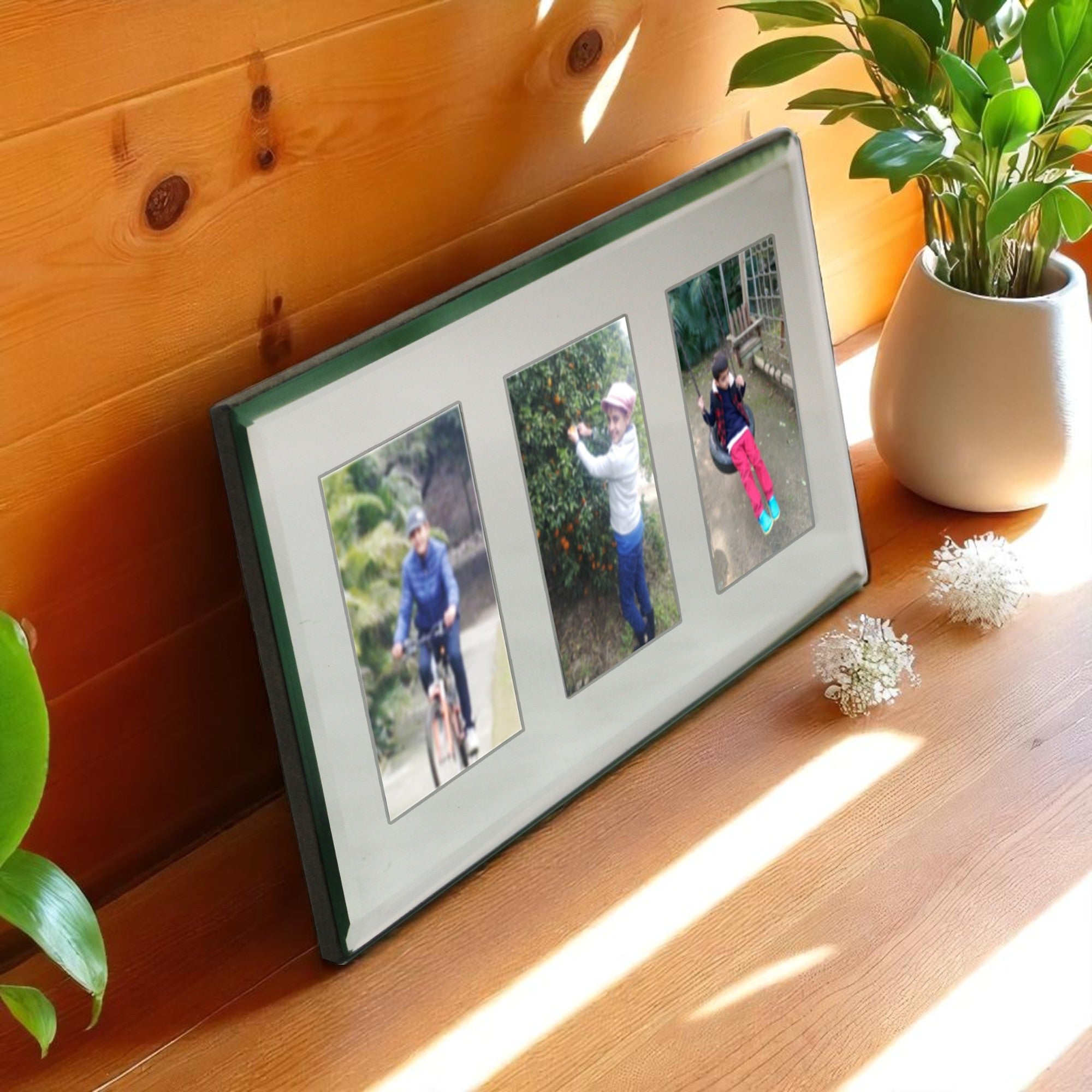 Silver Color Glass Triple Picture Frames Picture