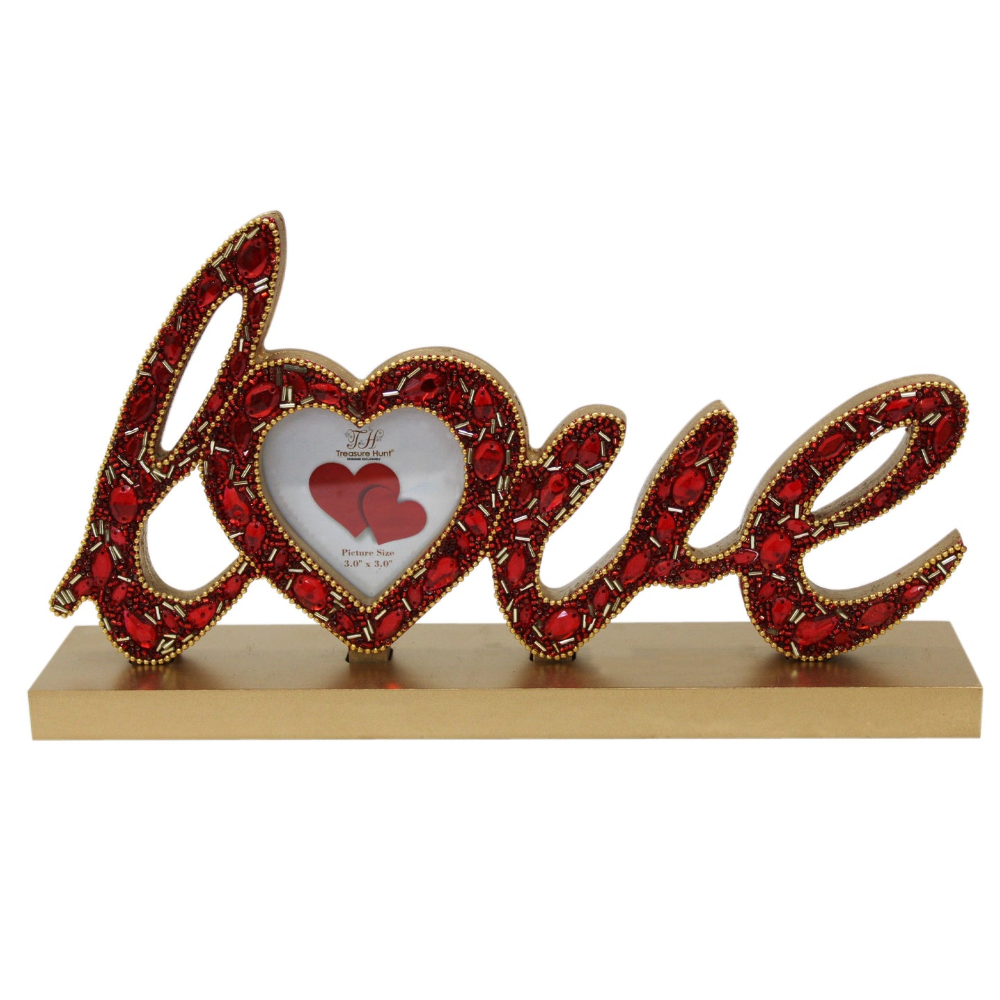 Red Jeweled Love Shaped Picture Frame Tabletop