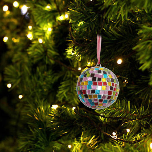 Set of 6 Multicolored Christmas Hanging Balls