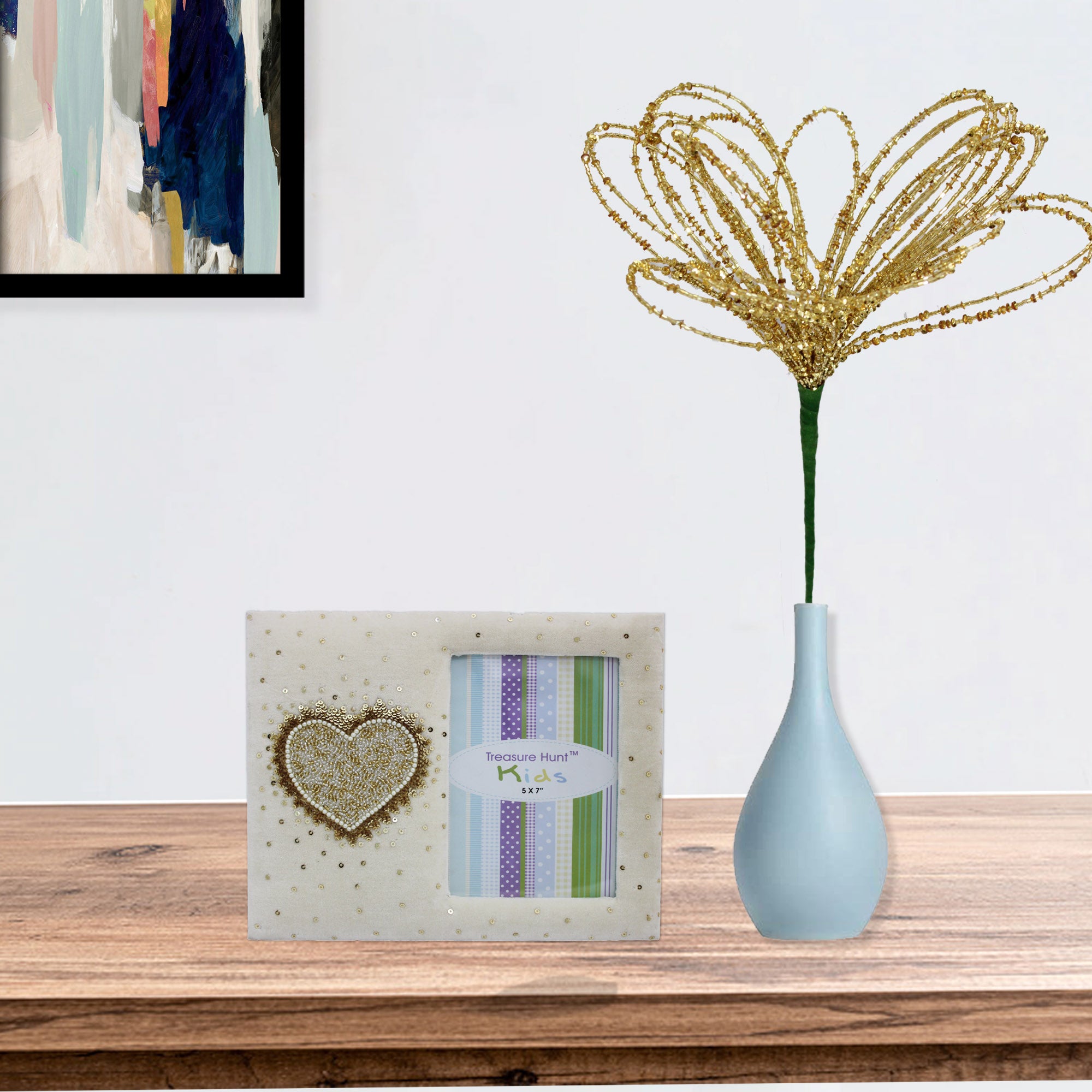 Beautiful Heart Sequin Beaded Embroidered Photo-Frame