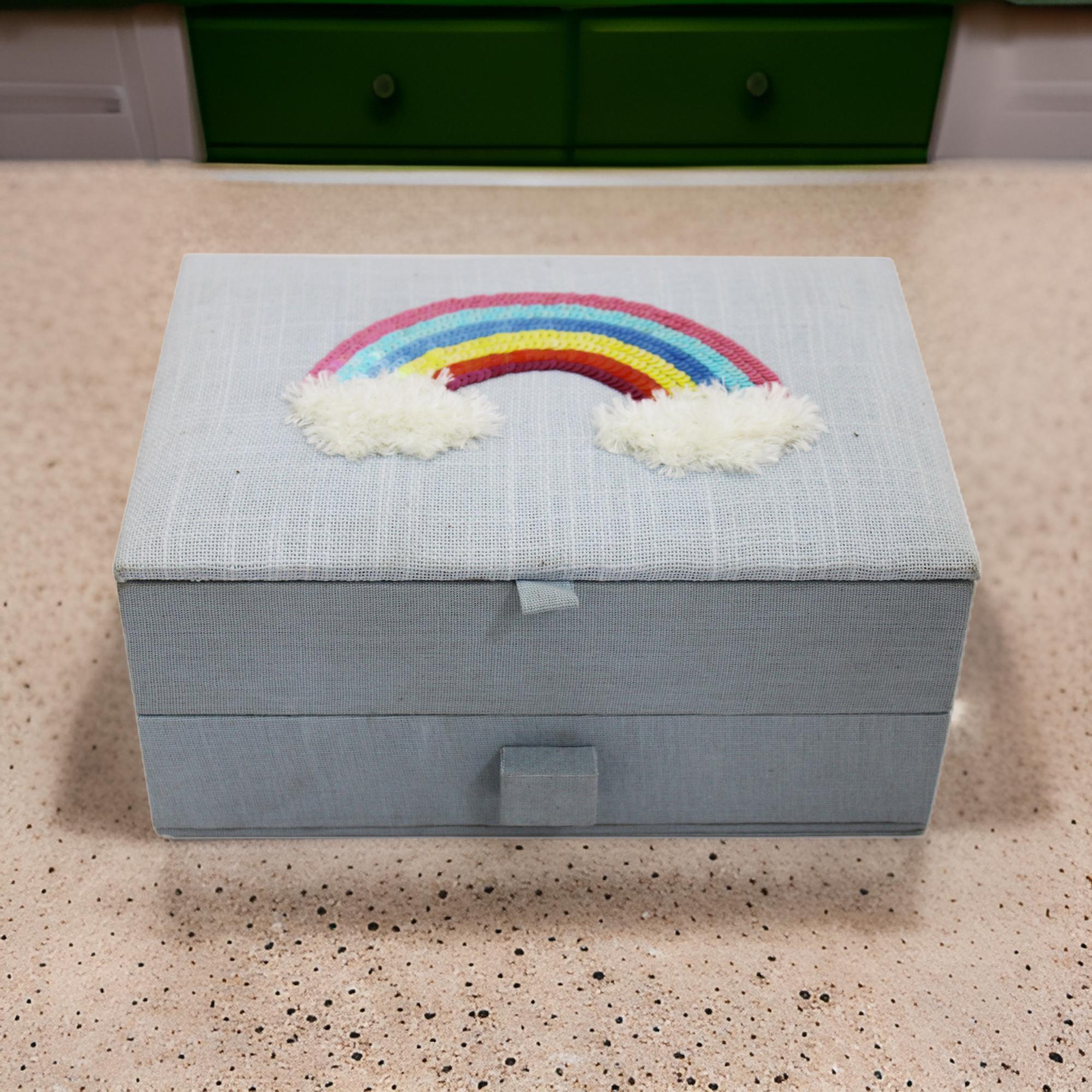 Multicolored Hand Stitched Rainbow Drawer Box for Kids