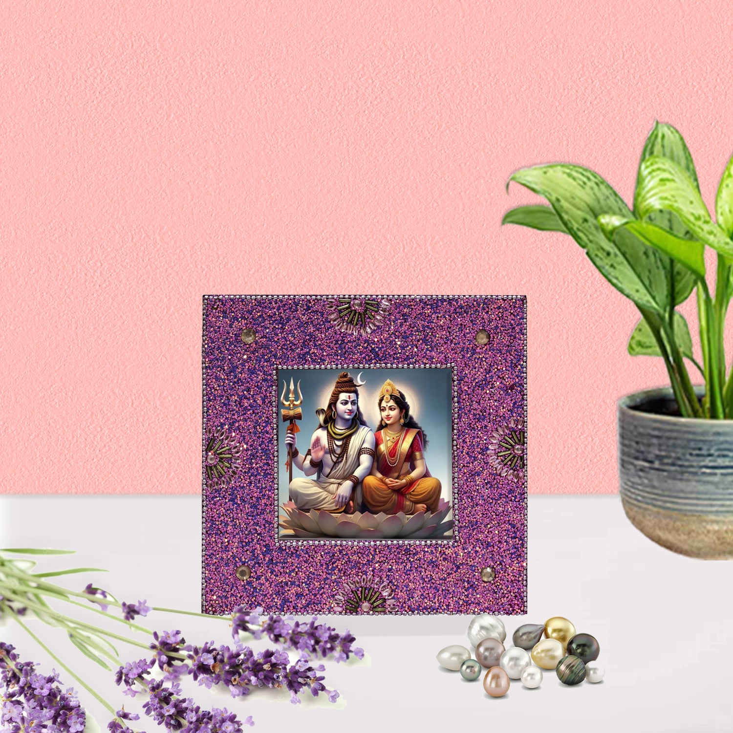 Handcrafted Lord Shiva & Parvati JI Photo Frame-TH-5696 