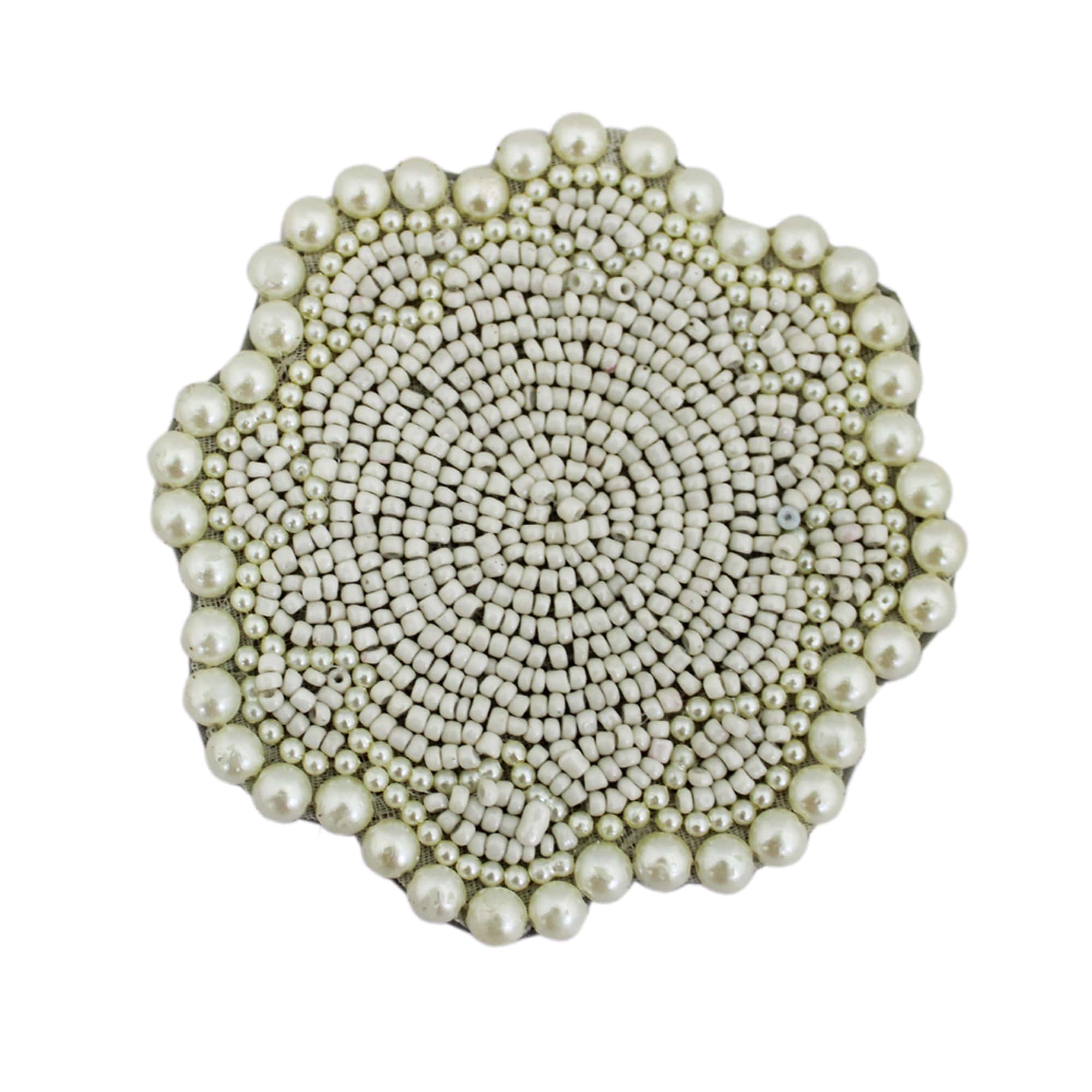 Flower Shape Silver Beaded Coasters for Dining Table Set of Four