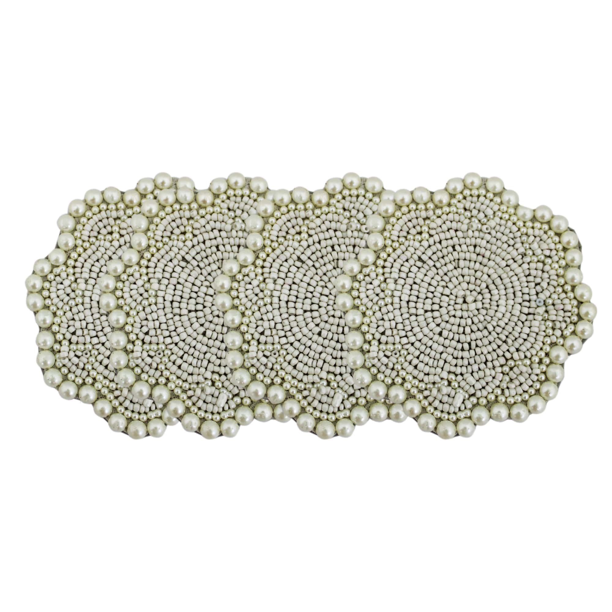 Flower Shape Silver Beaded Coasters for Dining Table Set of Four