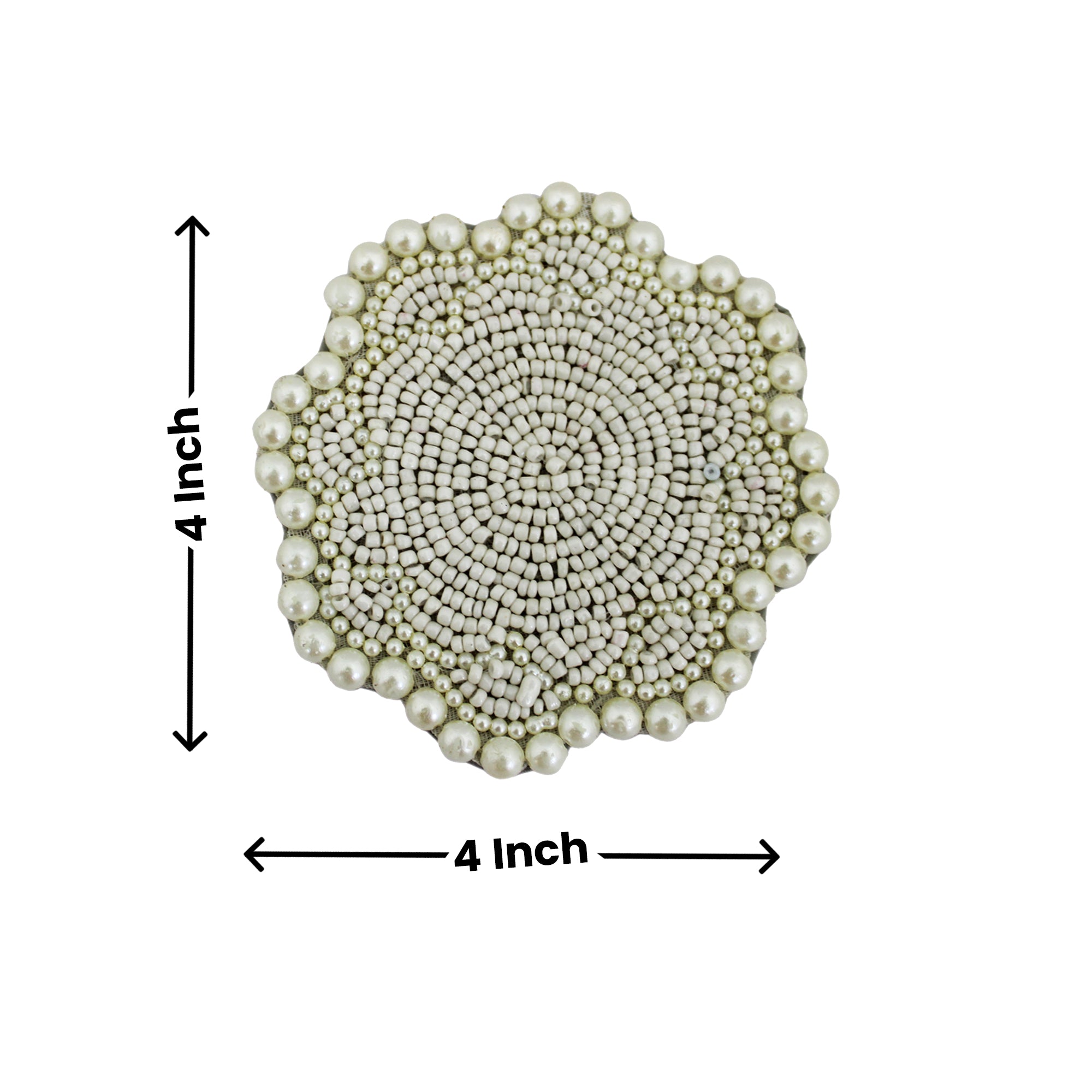 Flower Shape Silver Beaded Coasters for Dining Table Set of Four