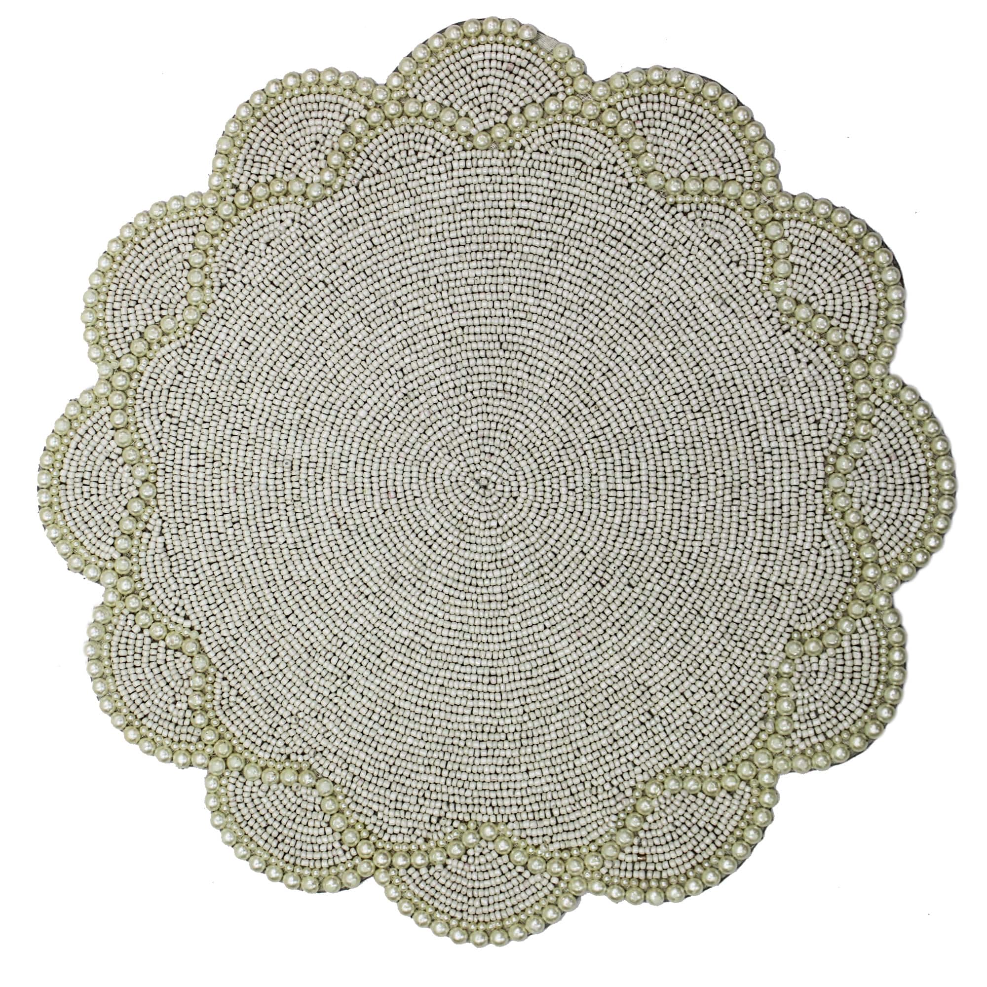 Silver Beaded Placemats for Dining Set of Two