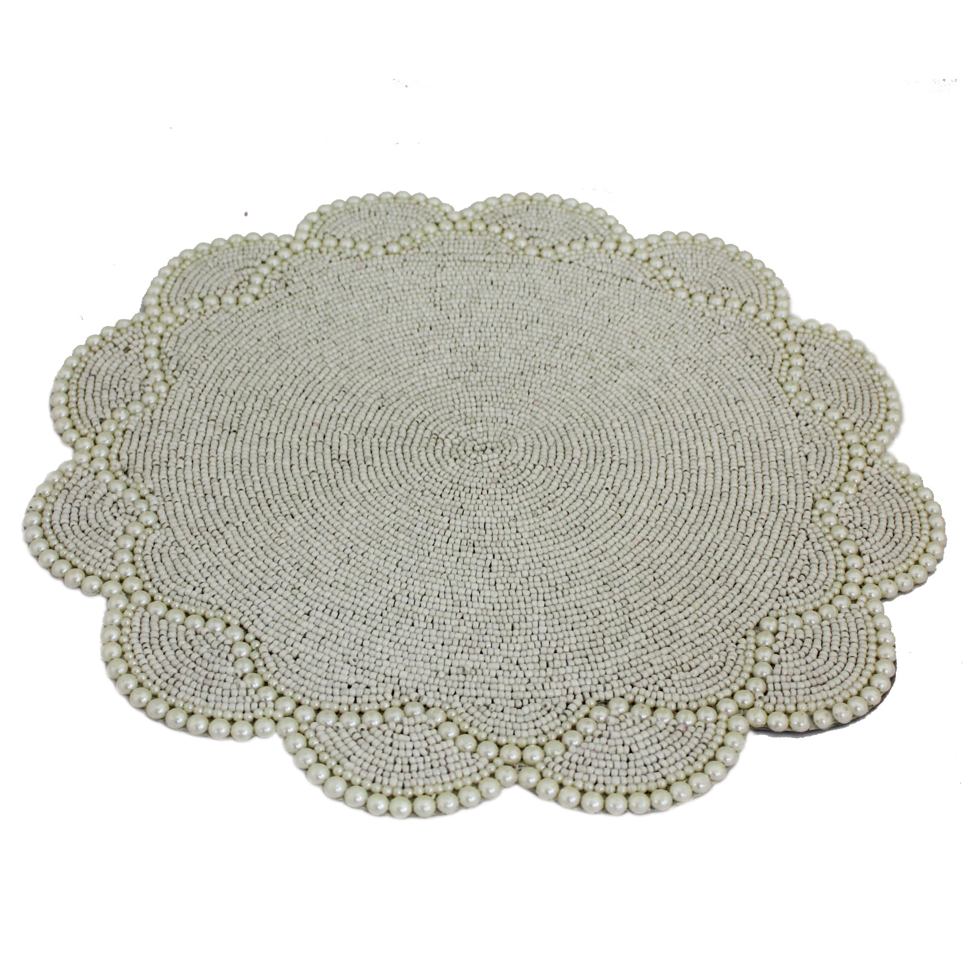 Silver Color Beaded Placemats for Dining Set of Two