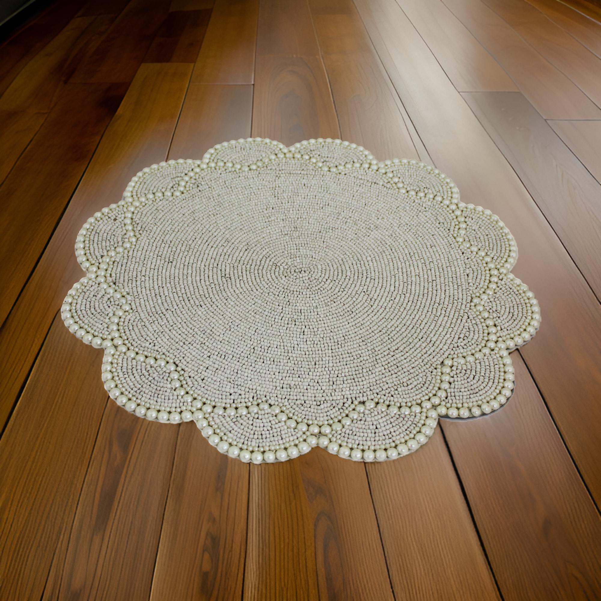 Silver Beaded Placemats for Dining Set of Two