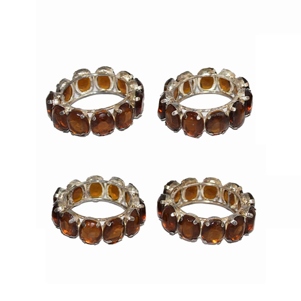 Brown Jewelled Napkin Ring Set of Four
