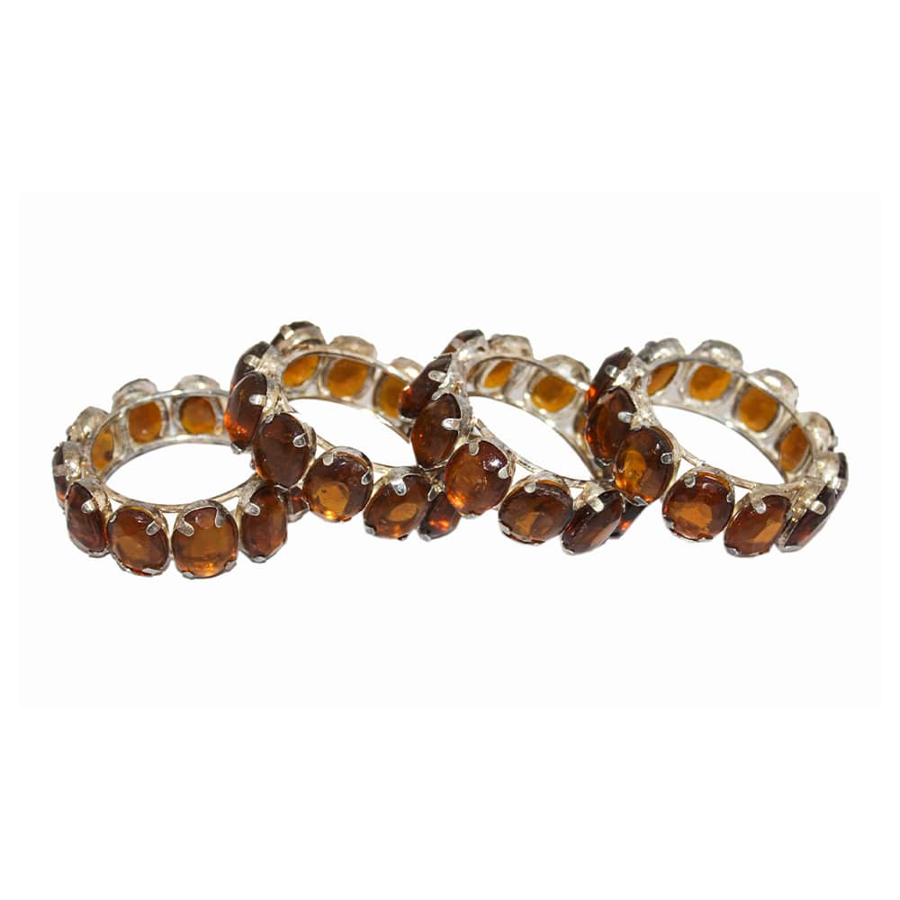 Brown Jewelled Napkin Ring Set of Four