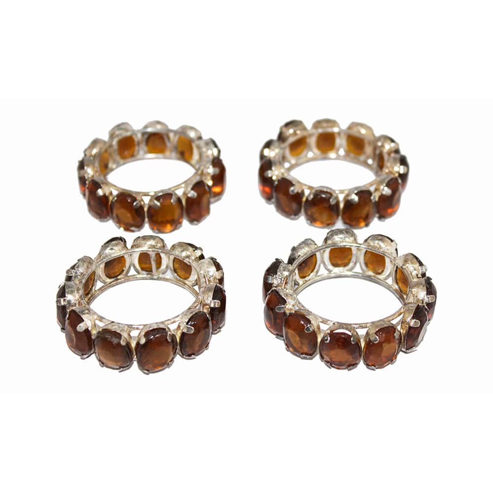 Brown Jewelled Napkin Ring Set of Four