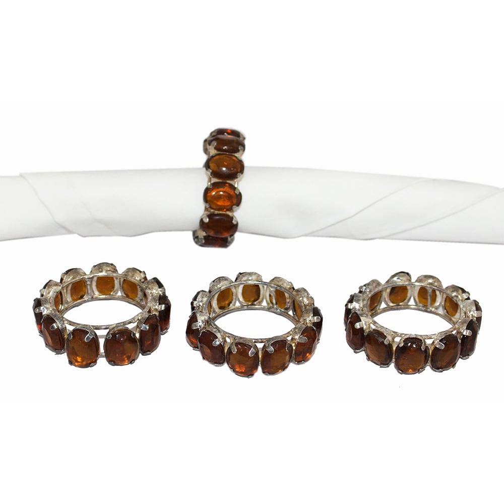 Brown Jewelled Napkin Ring Set of Four