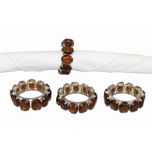 Brown Jewelled Napkin Rings (Set of 4)