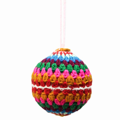 Set of 6 Multicolored Woolen Christmas Tree Hanging Balls Ornaments