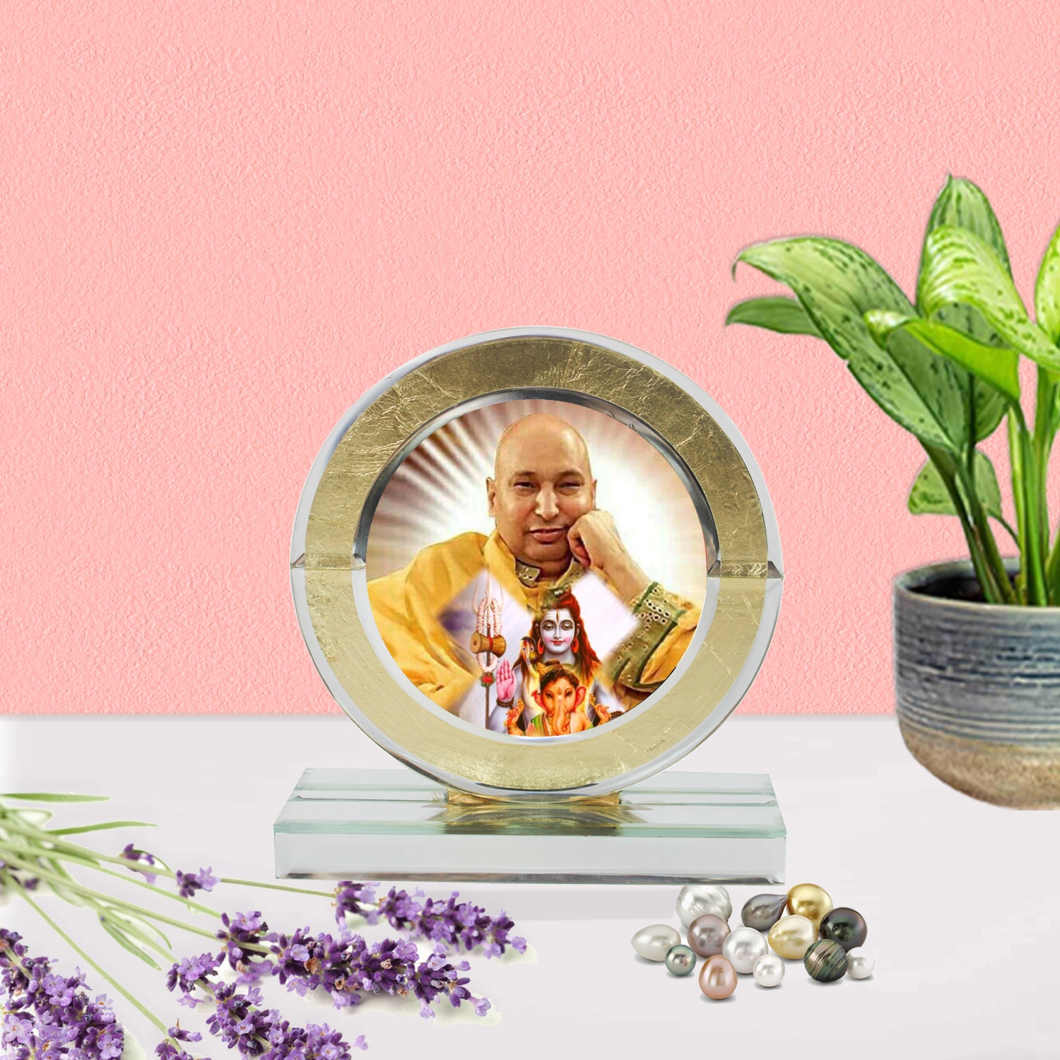  Guruji Gold Designer Glass Photo Frame for Blessings-TH-1246 