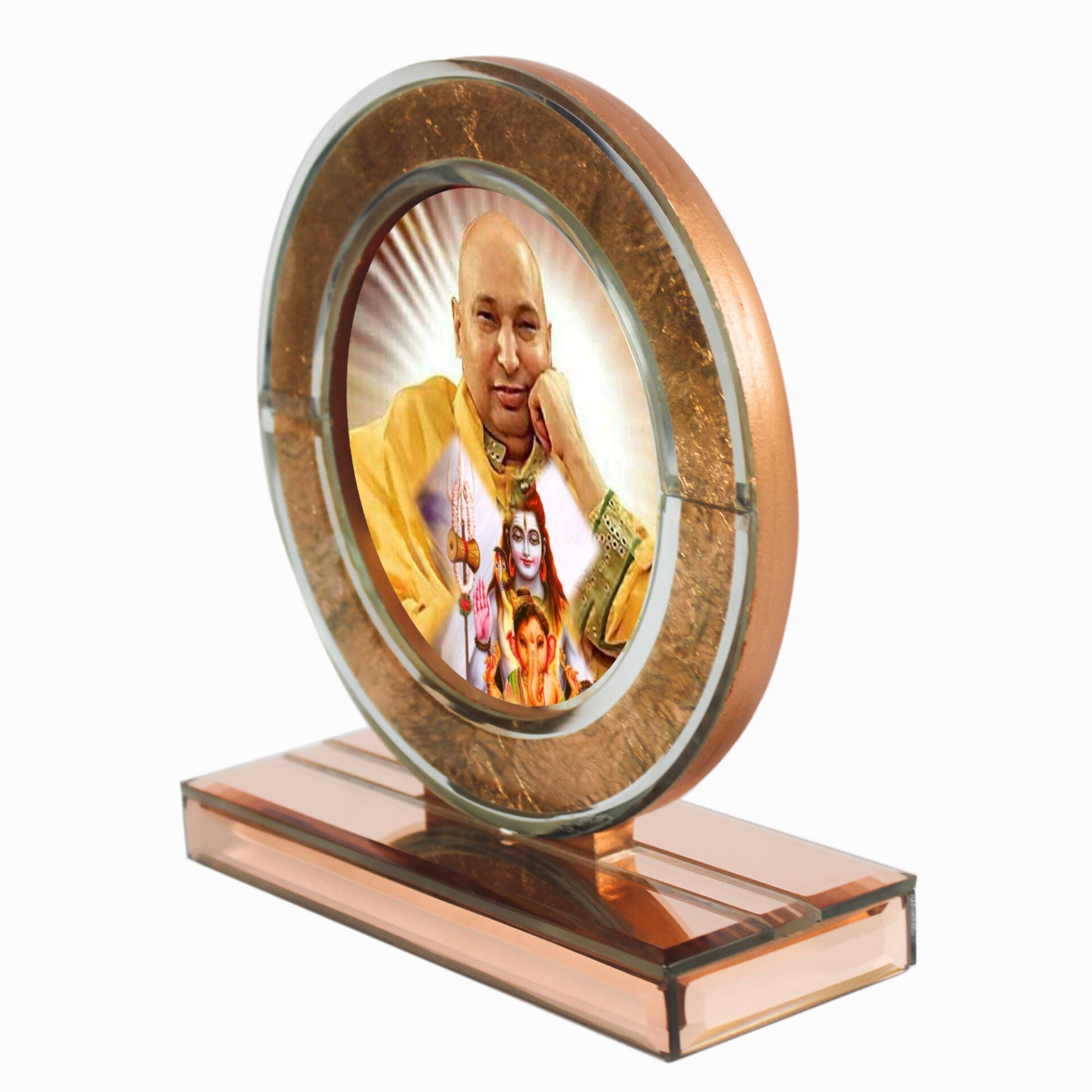Guruji Swaroop Rose Golden Designer Glass  Photo Frame for Blessings-TH-1247