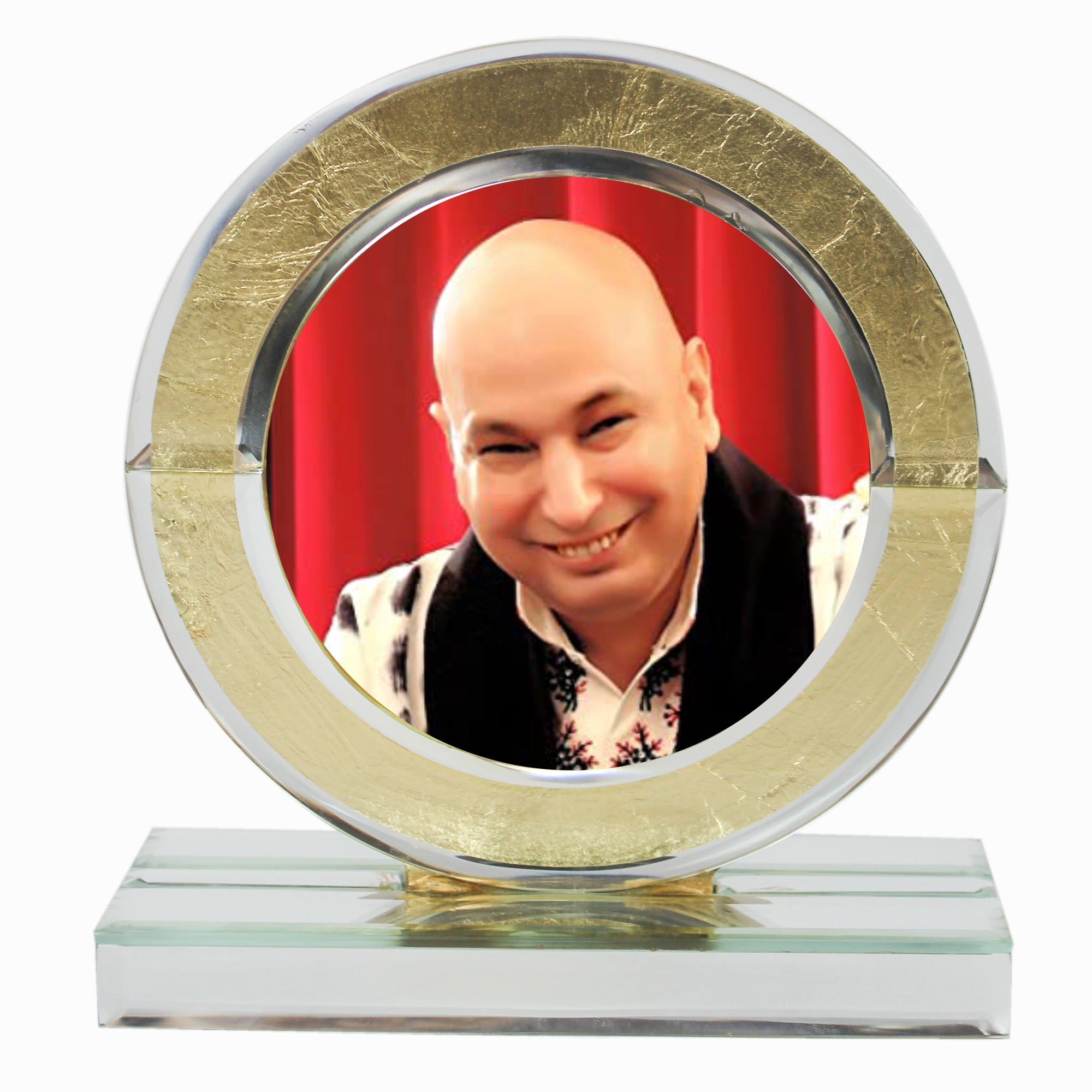 Guruji Silver Mirror with Gold Design Photo Frame for Blessings - TH-1256