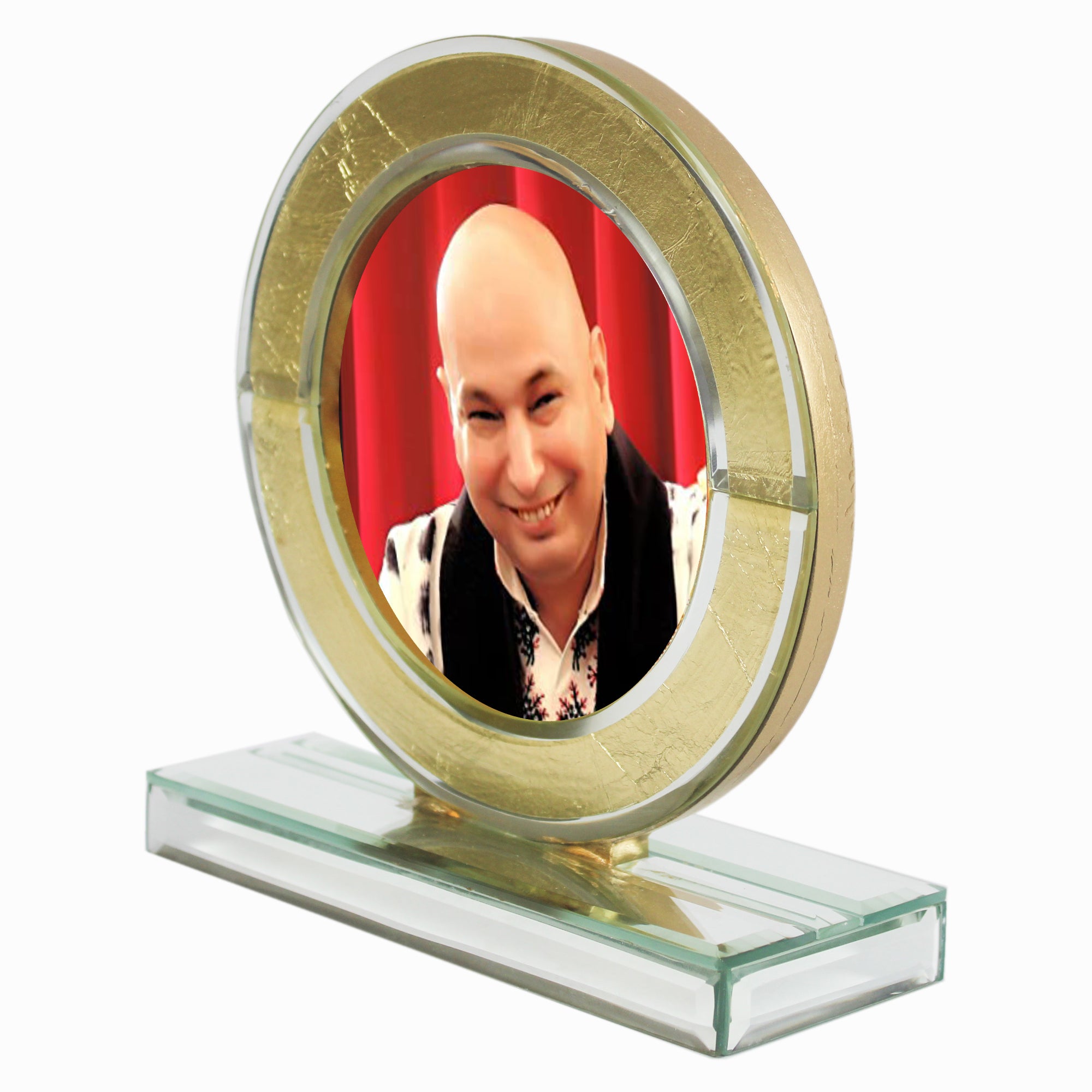 Guruji Silver Mirror with Gold Design Photo Frame for Blessings - TH-1256