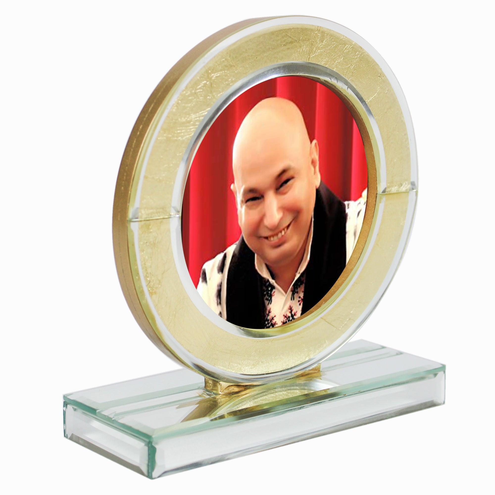  Guruji Silver Mirror with Gold Design Photo Frame for Blessings - TH-1256 