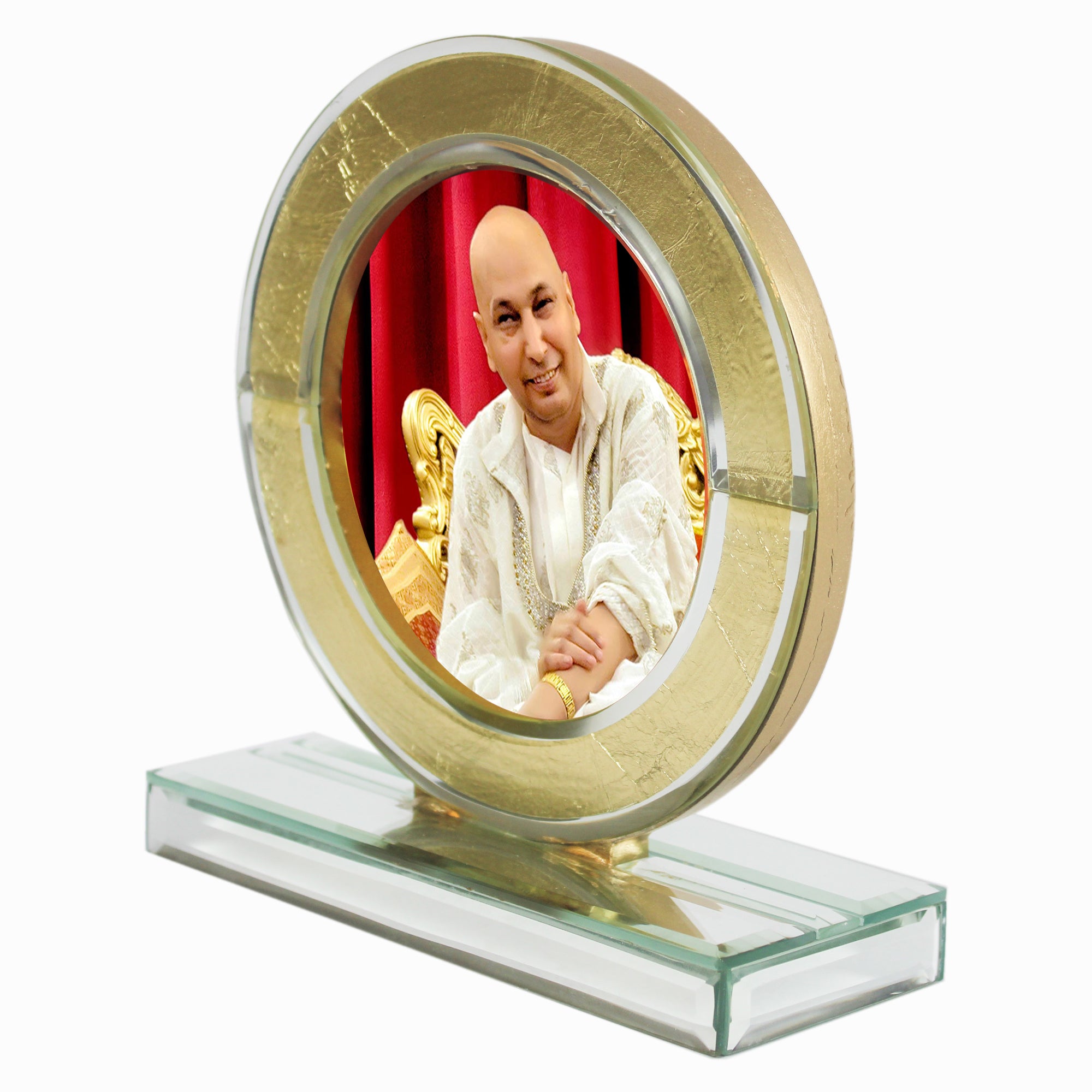Guruji Gold Designer Glass Photo Frame for Blessings