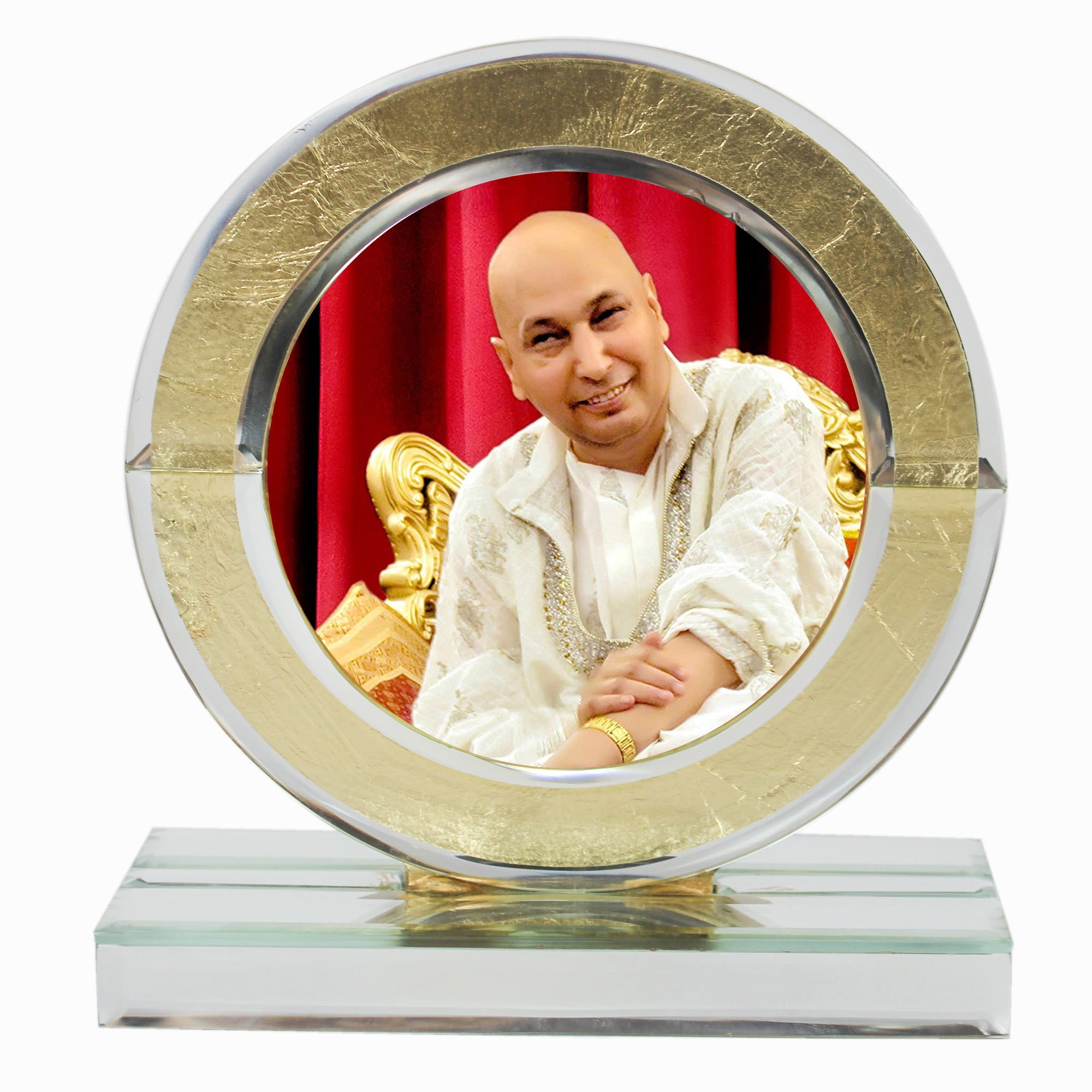 Guruji Gold Designer Glass Photo Frame for Blessings