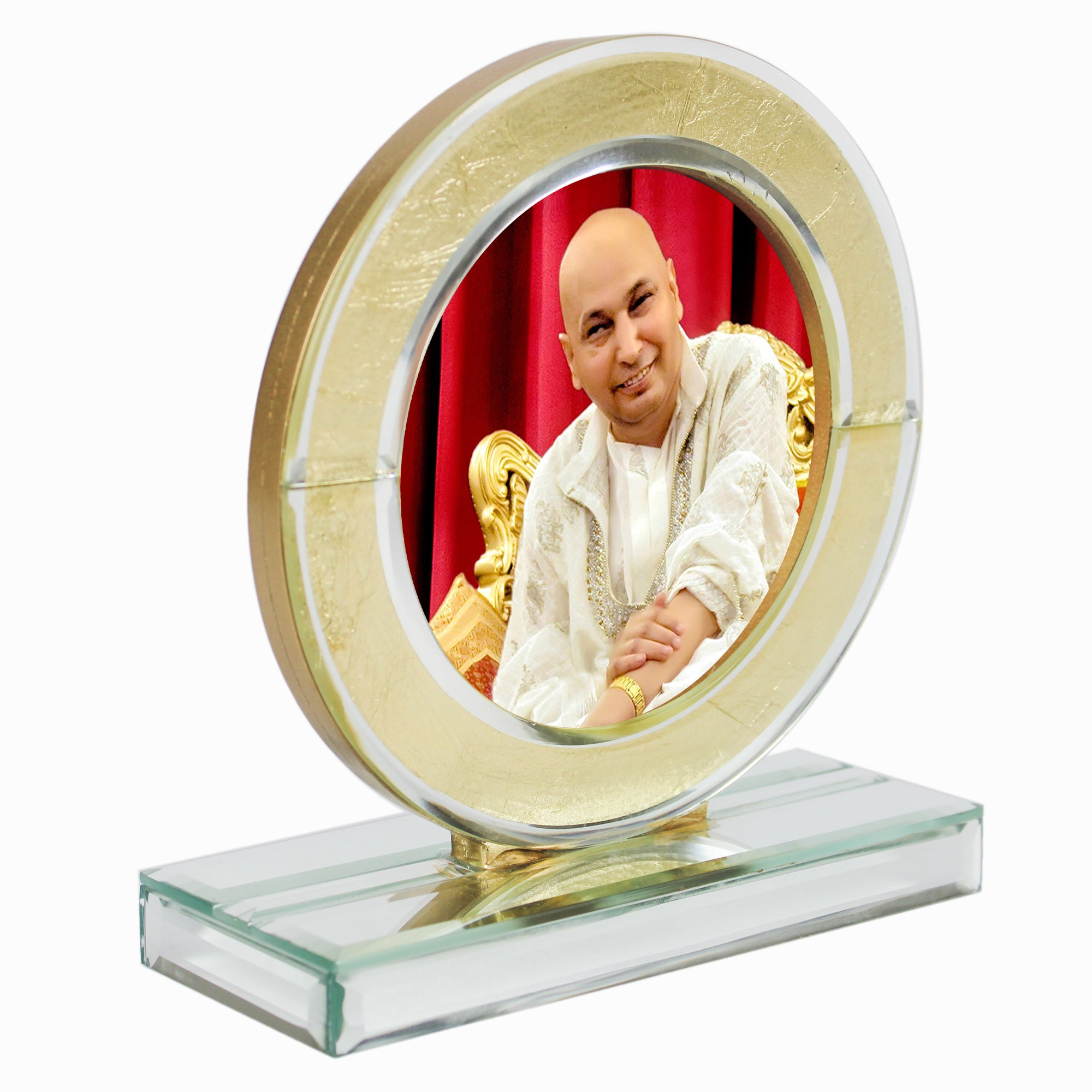 Guruji Gold Designer Glass Photo Frame for Blessings 