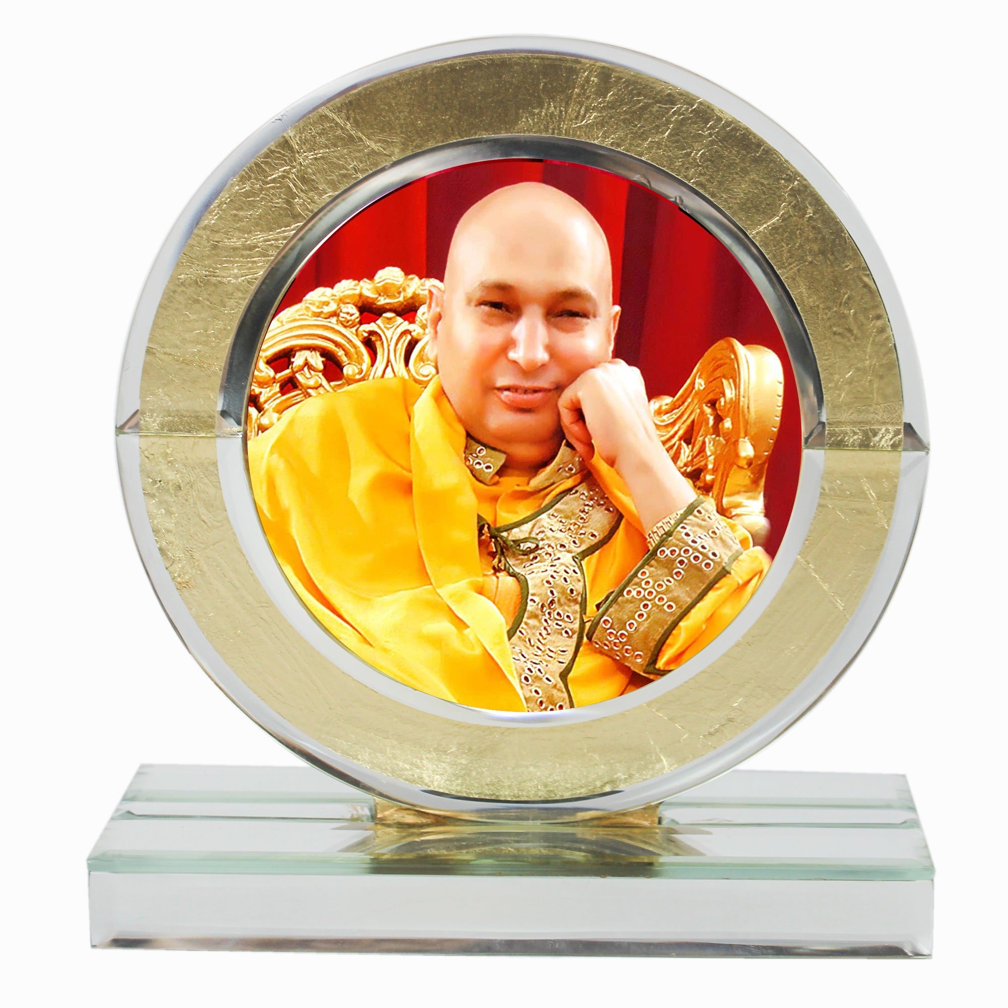 Guruji Gold Designer Glass Photo Frame for Blessings-TH-1259