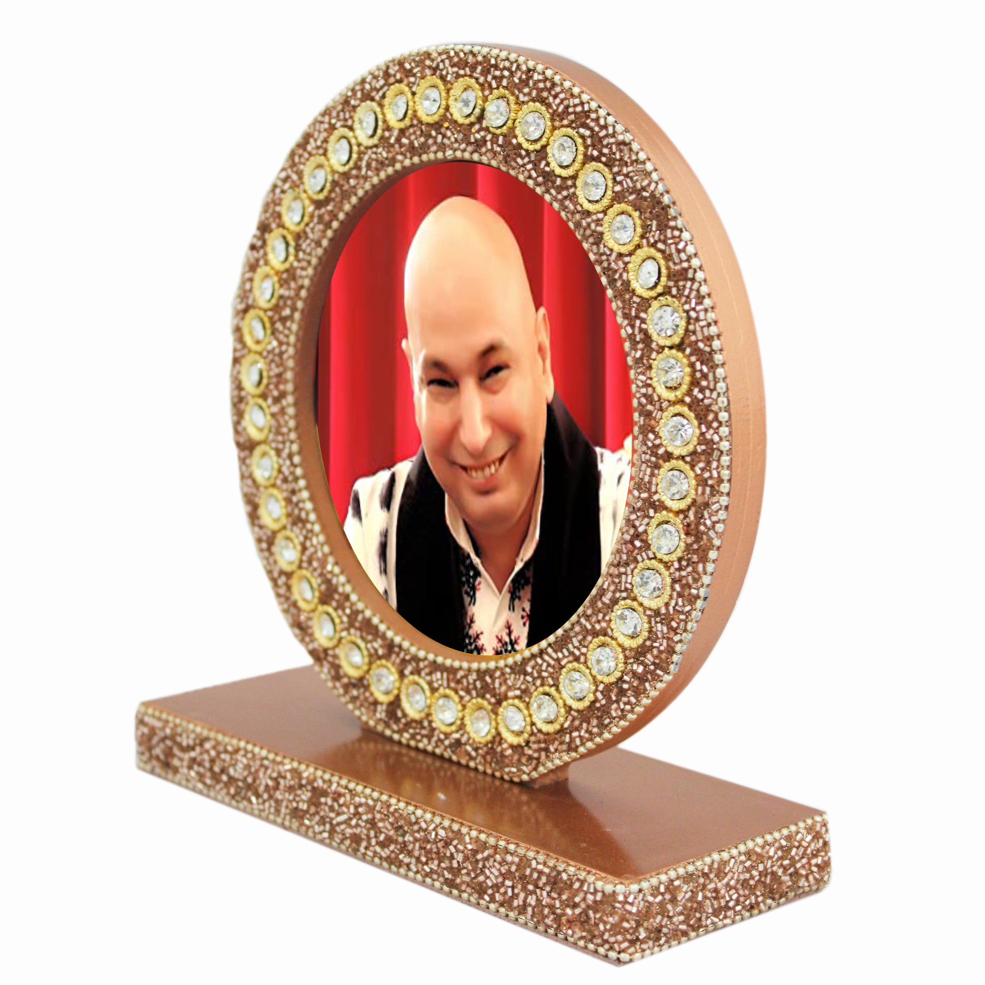 Beaded Guruji Photo Frame for Blessings (Picture Size: 4.5 Inch)-TH-1260