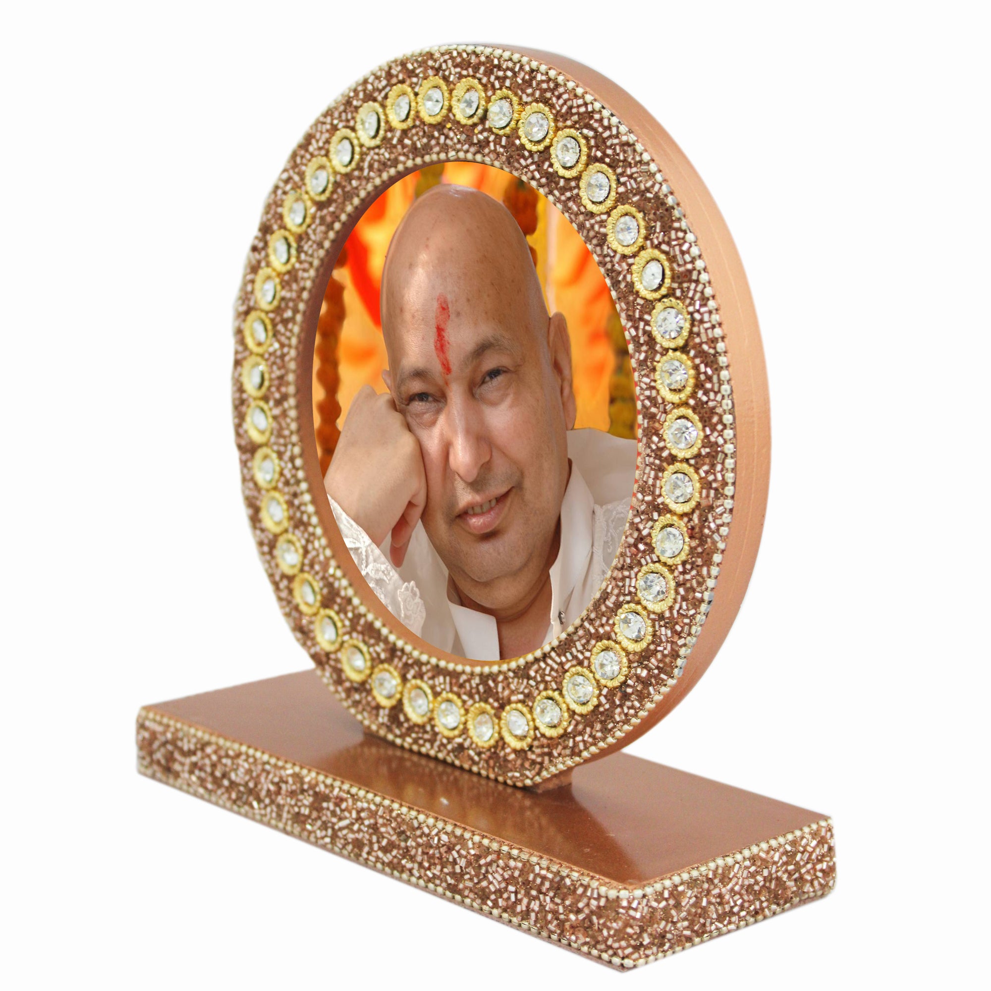 Beaded Guruji Photo Frame for Blessings (Picture Size: 4.5 Inch)-TH-1261