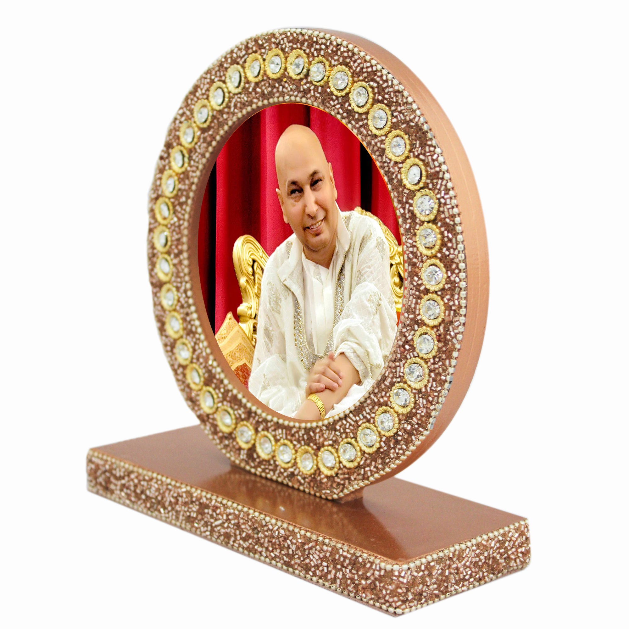 Beaded Guruji Photo Frame for Blessings (Picture Size: 4.5 Inch)-TH-1262