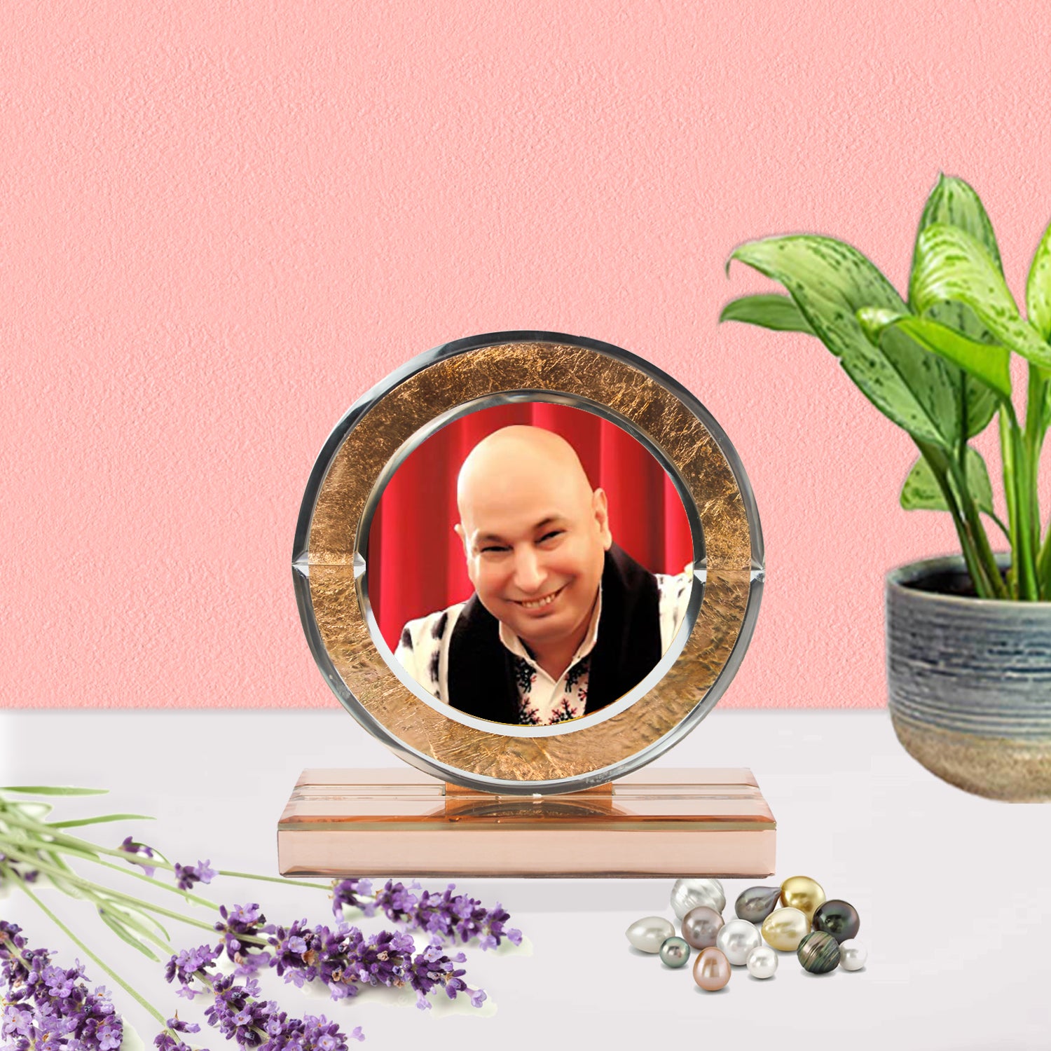  Guruji Rose Gold Designer Glass for Blessings - TH-1264 