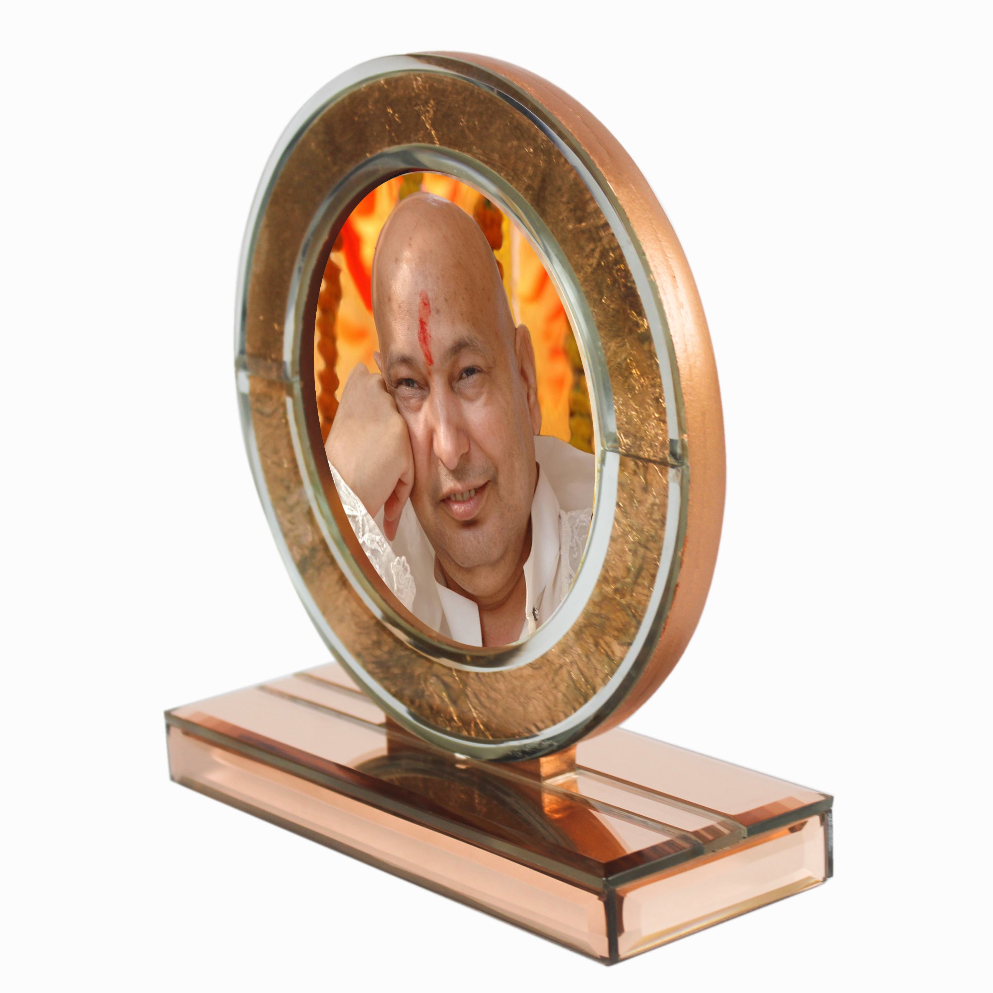 Guruji  Rose Gold Mirror Photo Frame for Blessings